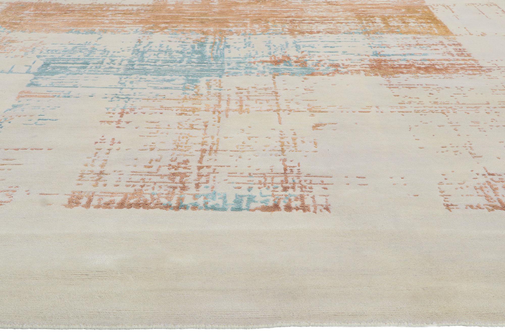 Indian New Contemporary Abstract Rug Inspired by Helen Frankenthaler For Sale