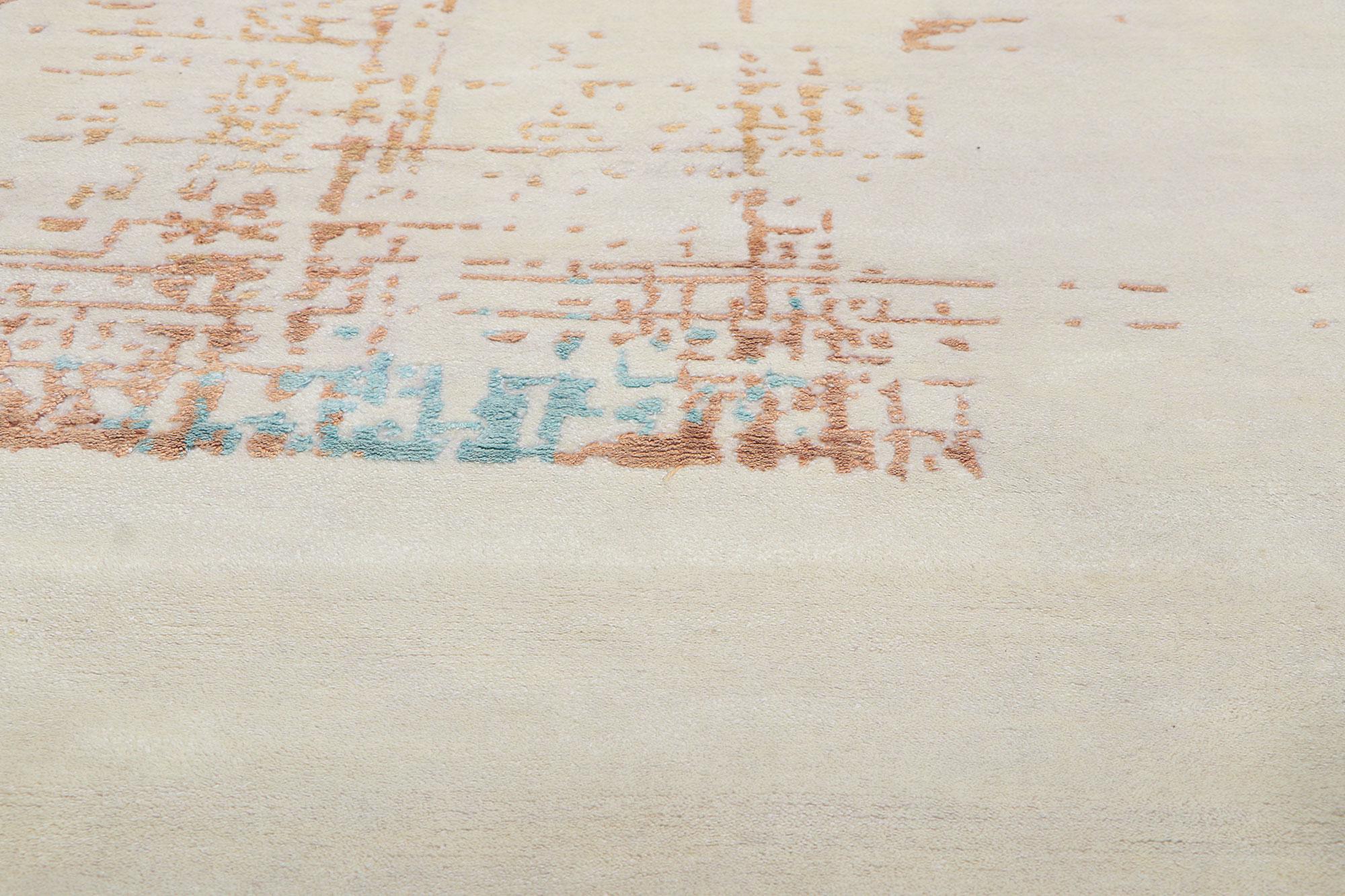 Hand-Knotted New Contemporary Abstract Rug Inspired by Helen Frankenthaler For Sale