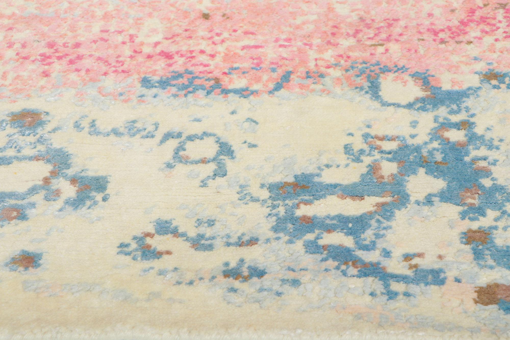 Zeitgenössischer abstrakter Teppich, inspiriert von Helen Frankenthaler (Handgeknüpft) im Angebot