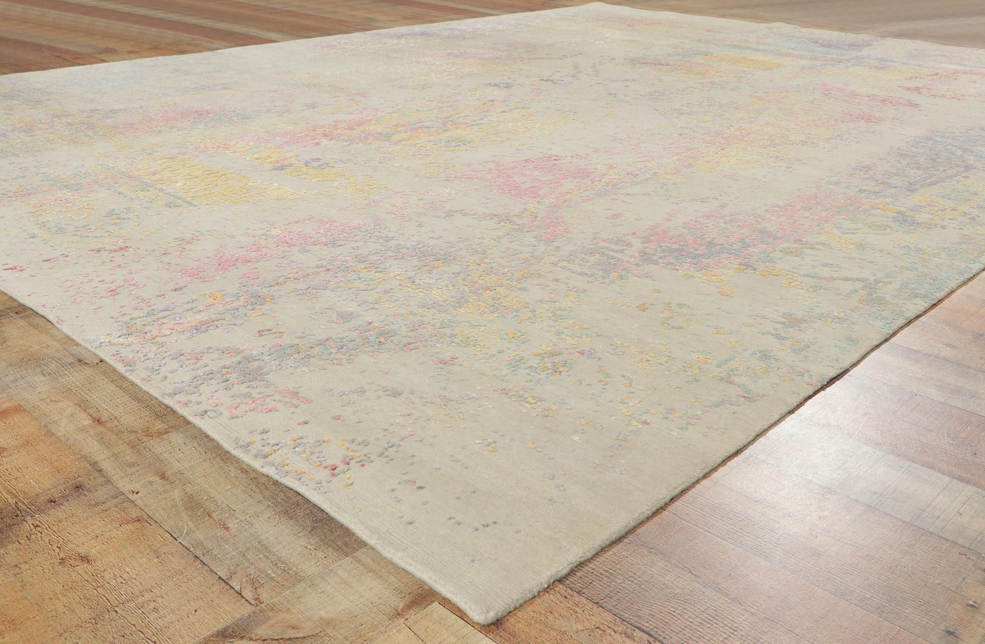 Wool New Contemporary Abstract Rug Inspired by Helen Frankenthaler For Sale