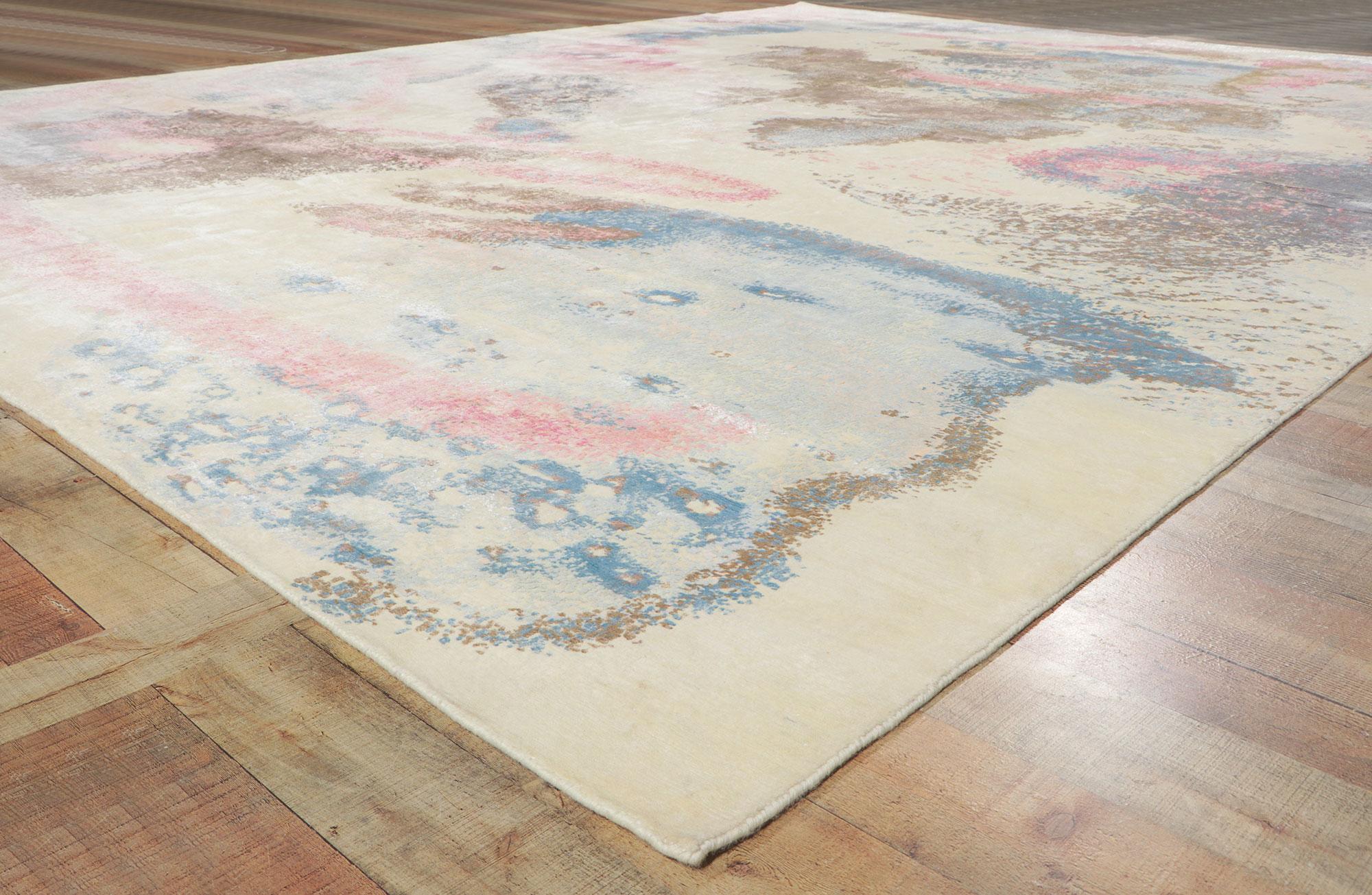 Wool New Contemporary Abstract Rug Inspired by Helen Frankenthaler For Sale