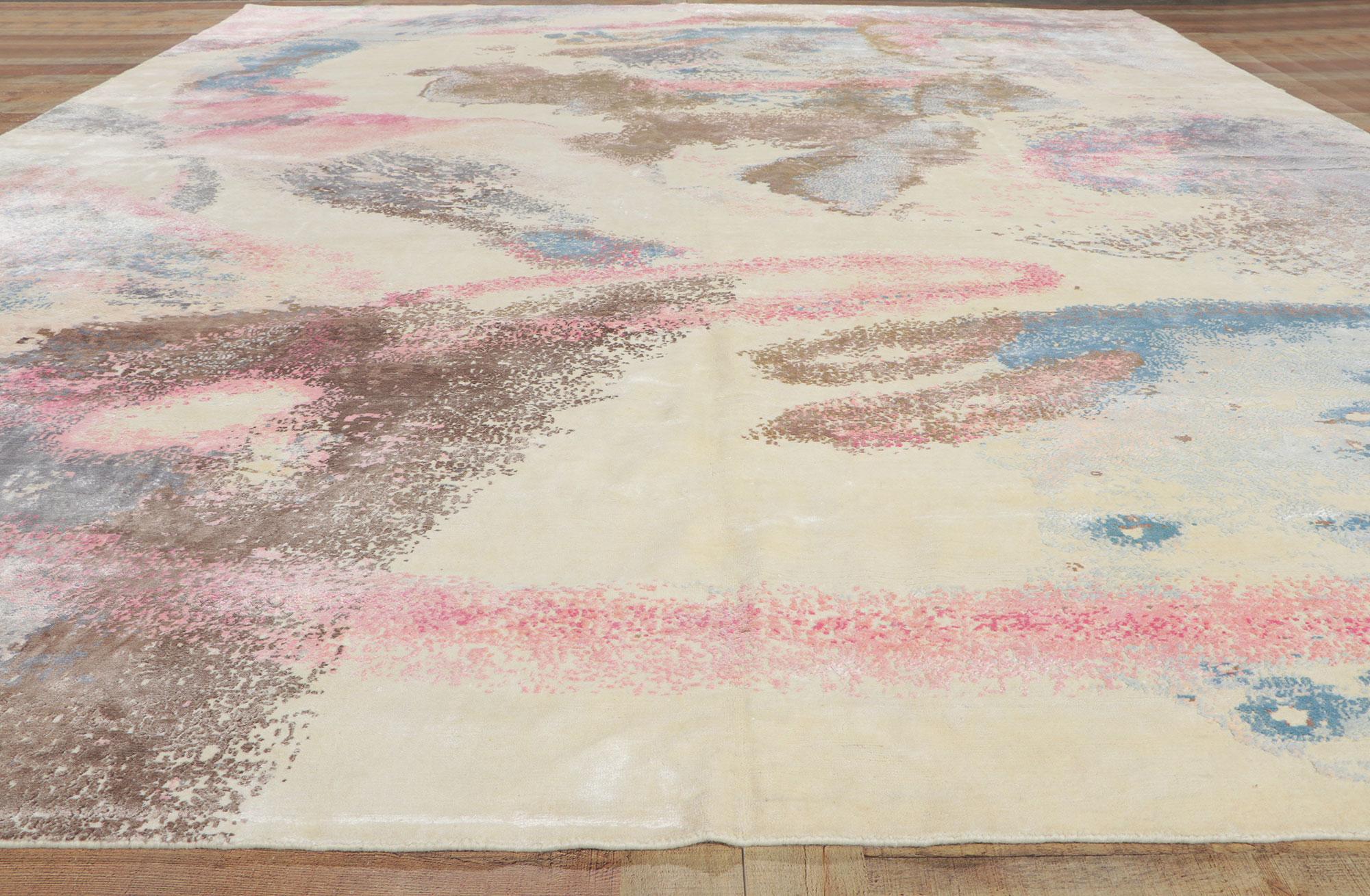 Zeitgenössischer abstrakter Teppich, inspiriert von Helen Frankenthaler (Wolle) im Angebot