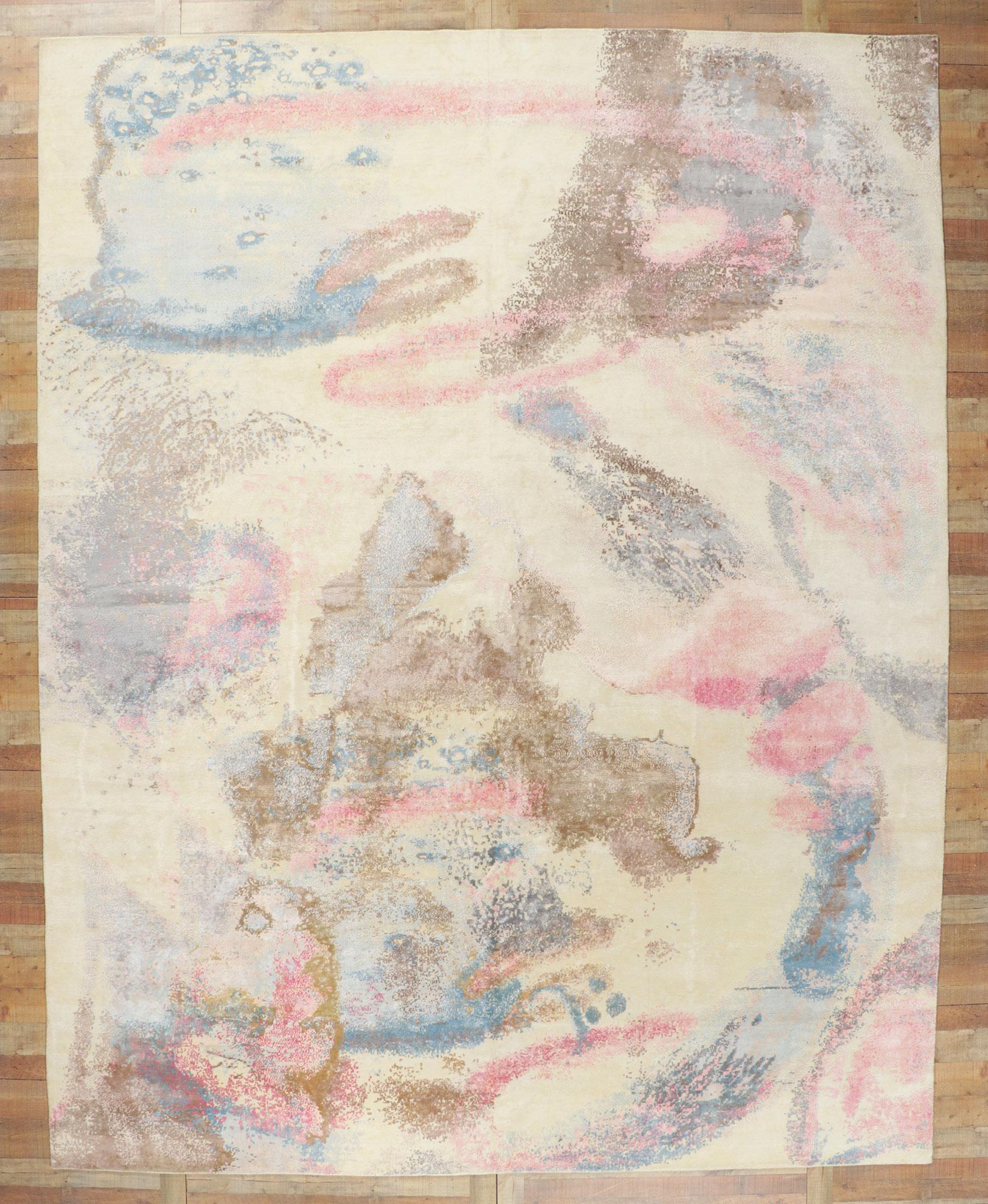 Zeitgenössischer abstrakter Teppich, inspiriert von Helen Frankenthaler im Angebot 1
