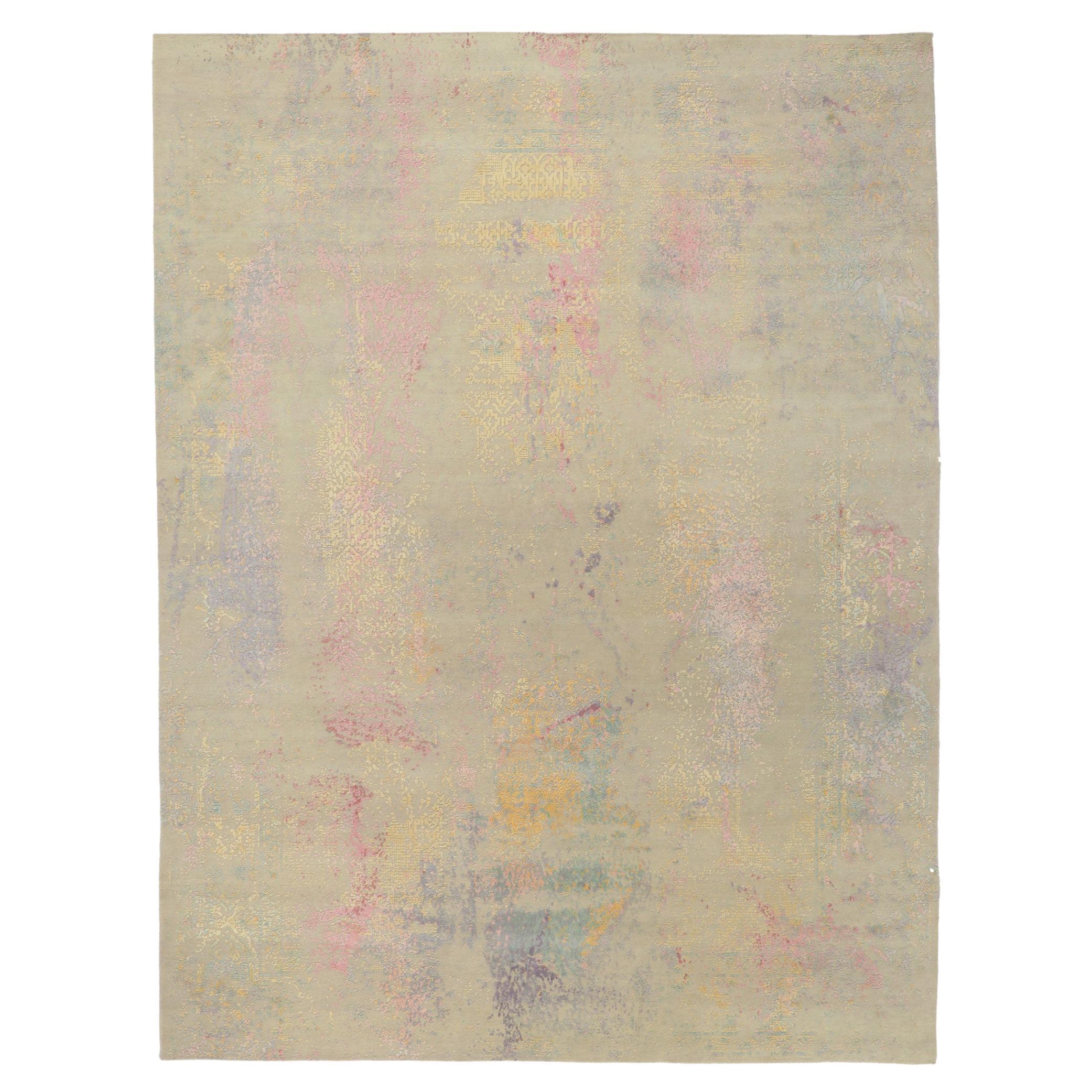 New Contemporary Abstract Rug Inspired by Helen Frankenthaler For Sale