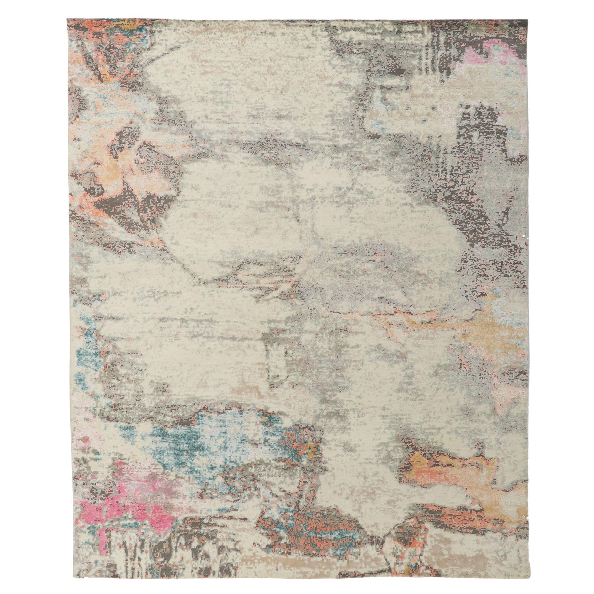 Zeitgenössischer abstrakter Teppich, inspiriert von Helen Frankenthaler im Angebot