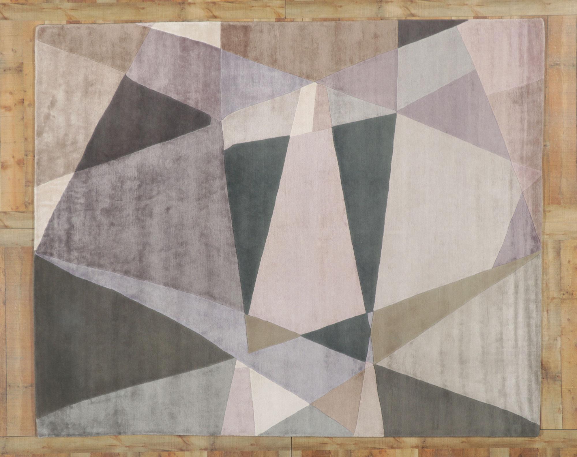 Lana Nuovo tappeto astratto contemporaneo ispirato a Theo van Doesburg e Sonia Delaunay in vendita