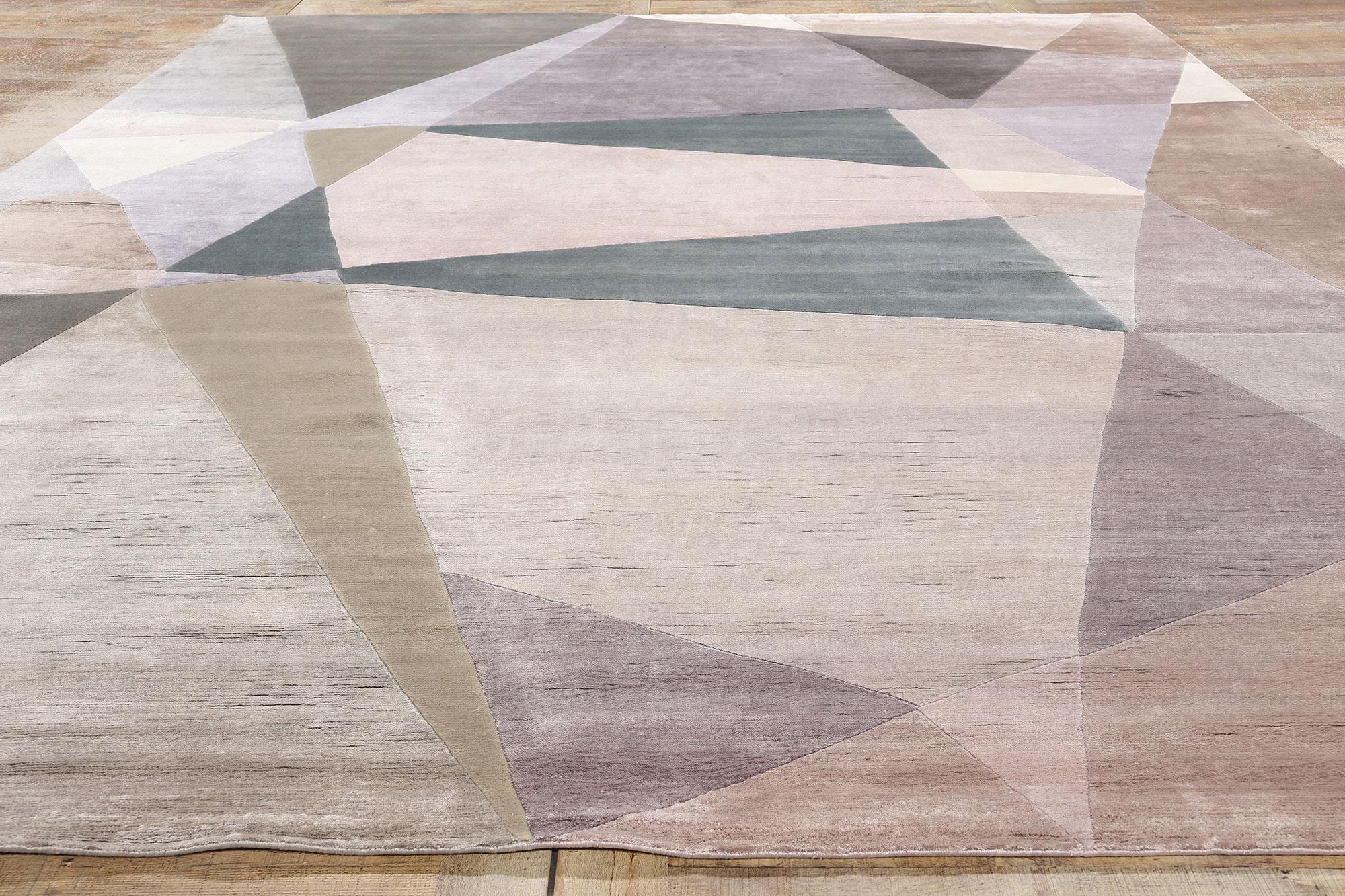 Laine Nouveau tapis abstrait contemporain inspiré par Theo van Doesburg et Sonia Delaunay en vente