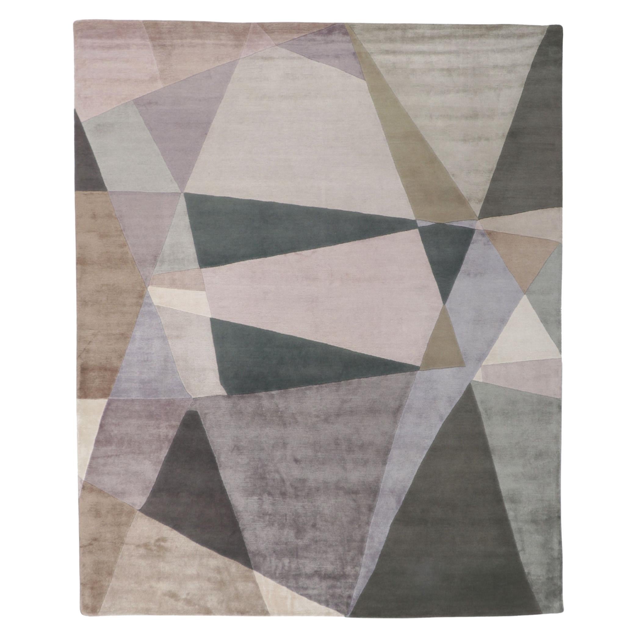 Nouveau tapis abstrait contemporain inspiré par Theo van Doesburg et Sonia Delaunay
