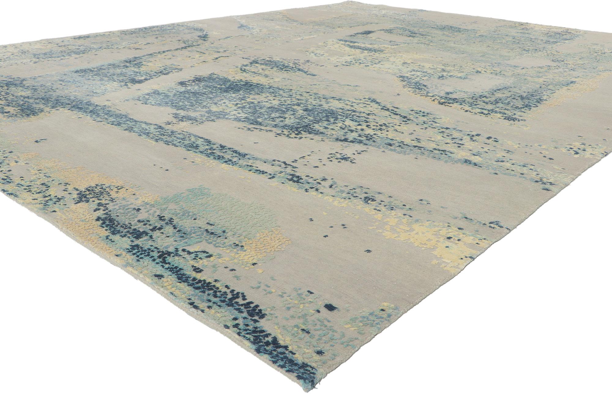 30871 new contemporary Abstract rug inspired by William Baziotes, 09'01 x 11'10.
Showcasing a modern style and raised silk design with incredible detail and texture, this hand knotted contemporary textured rug is a captivating vision of woven