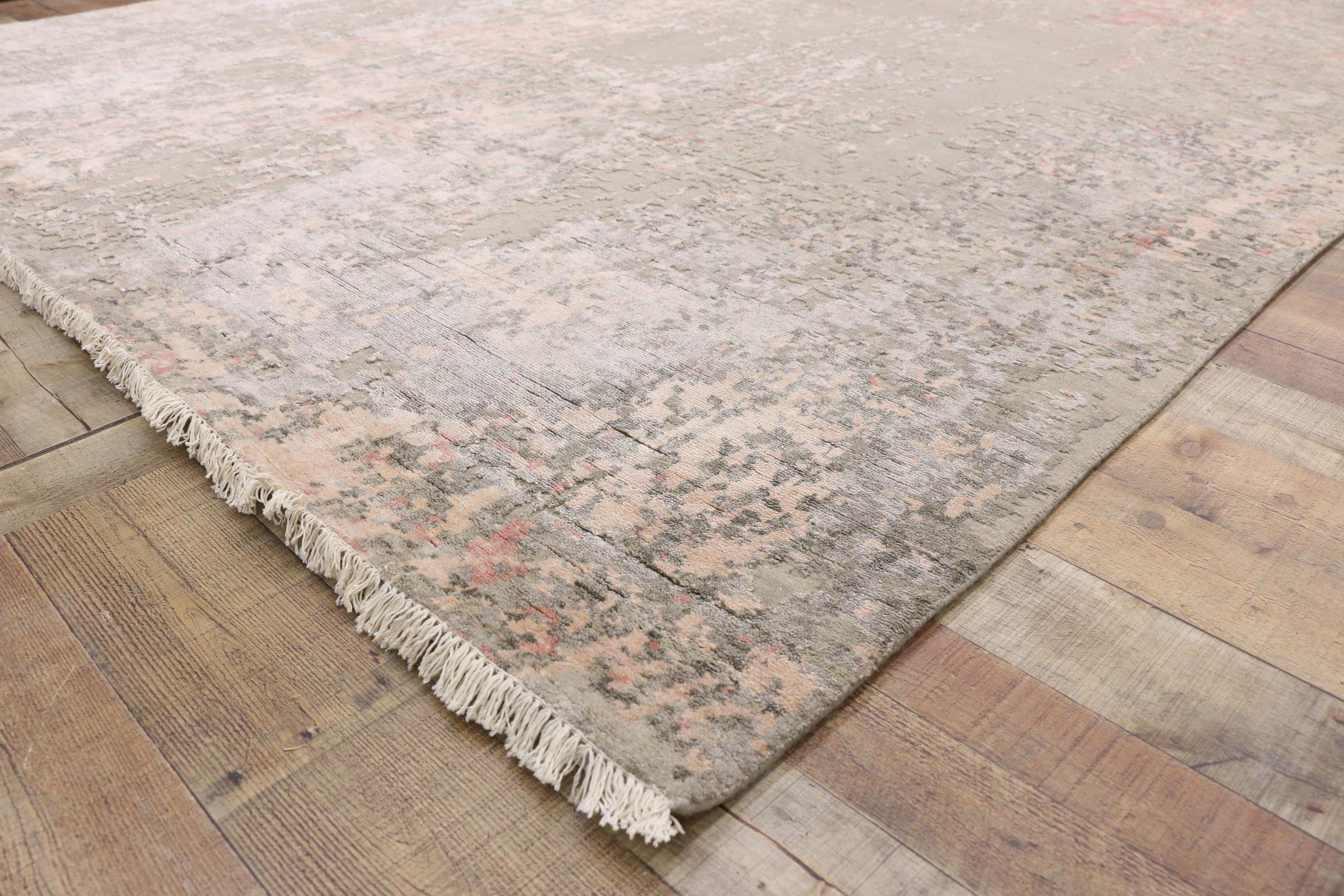 Romantic New Contemporary Abstract Transitional Rug Inspired by Willem de Kooning For Sale