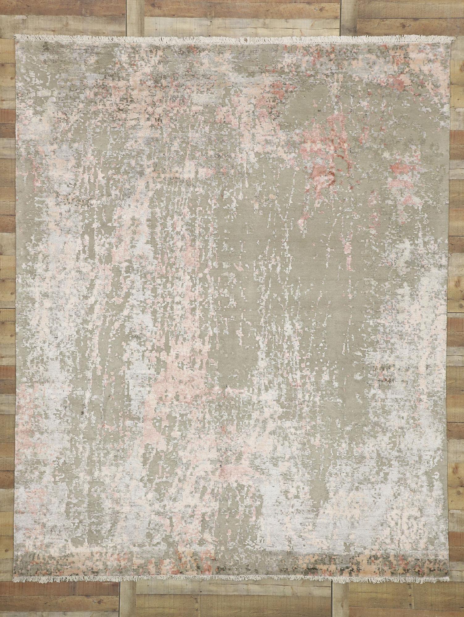 Indian New Contemporary Abstract Transitional Rug Inspired by Willem de Kooning For Sale