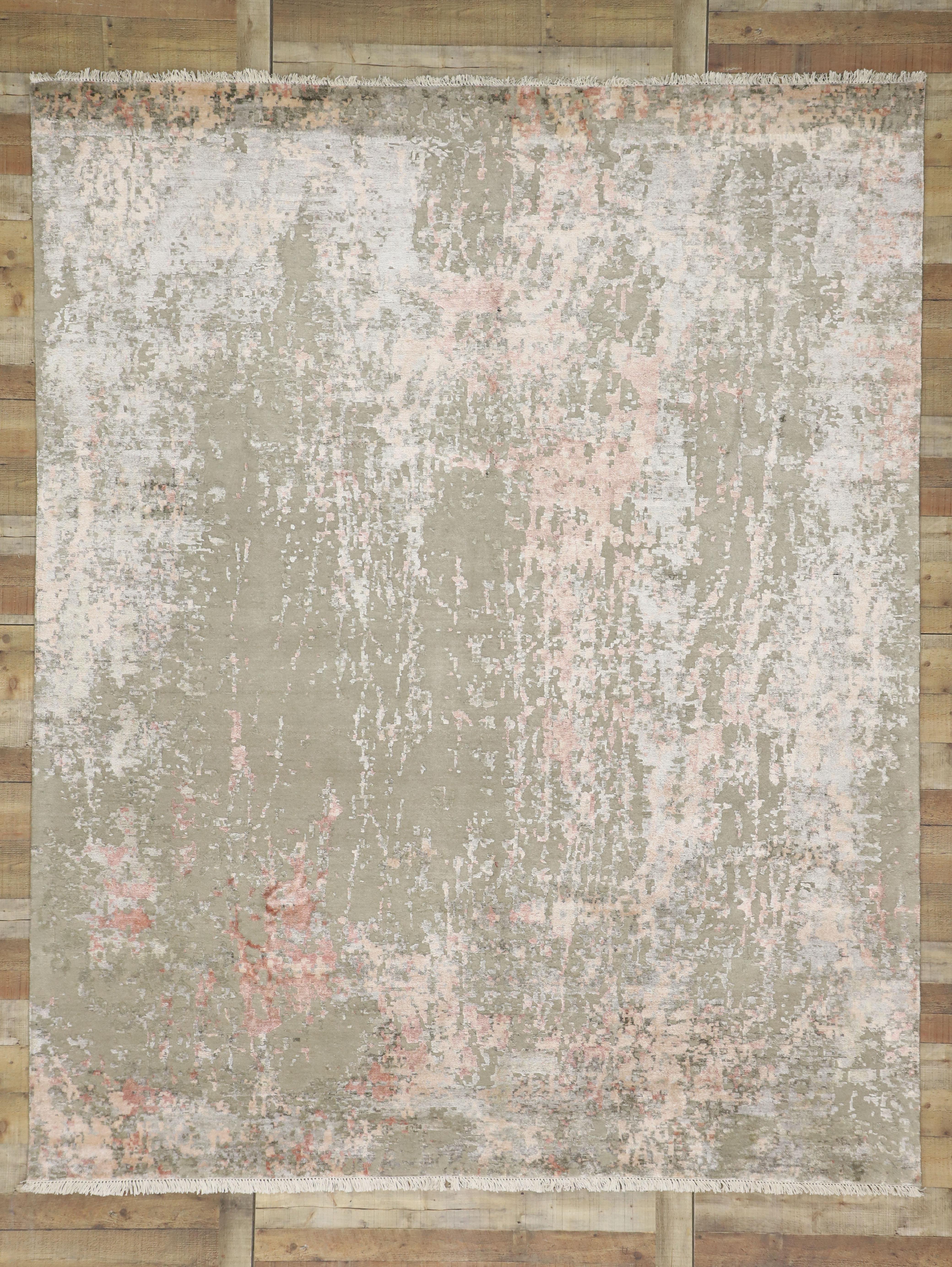 Hand-Knotted New Contemporary Abstract Transitional Rug Inspired by Willem de Kooning For Sale