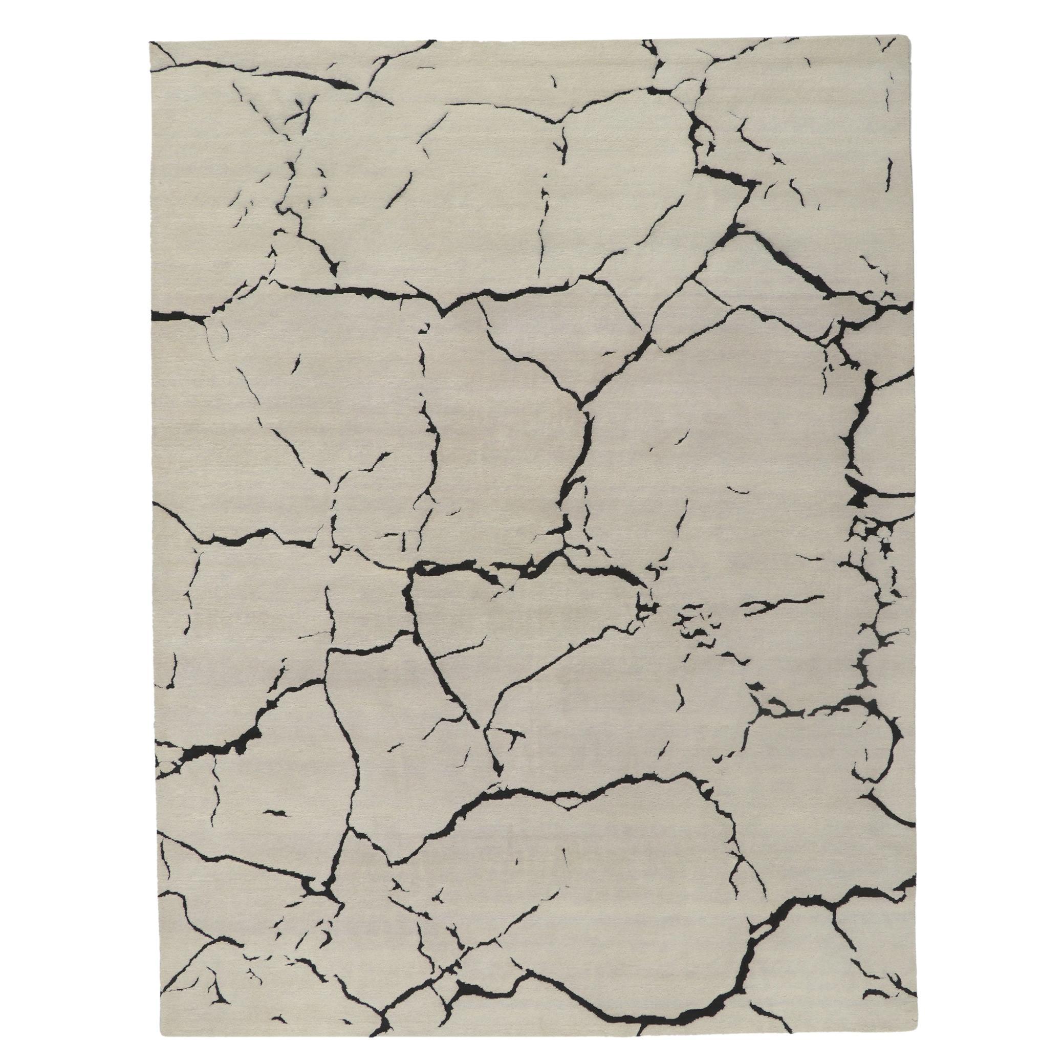 New Contemporary Abstract Rug with Metamorphic Biophilic Design