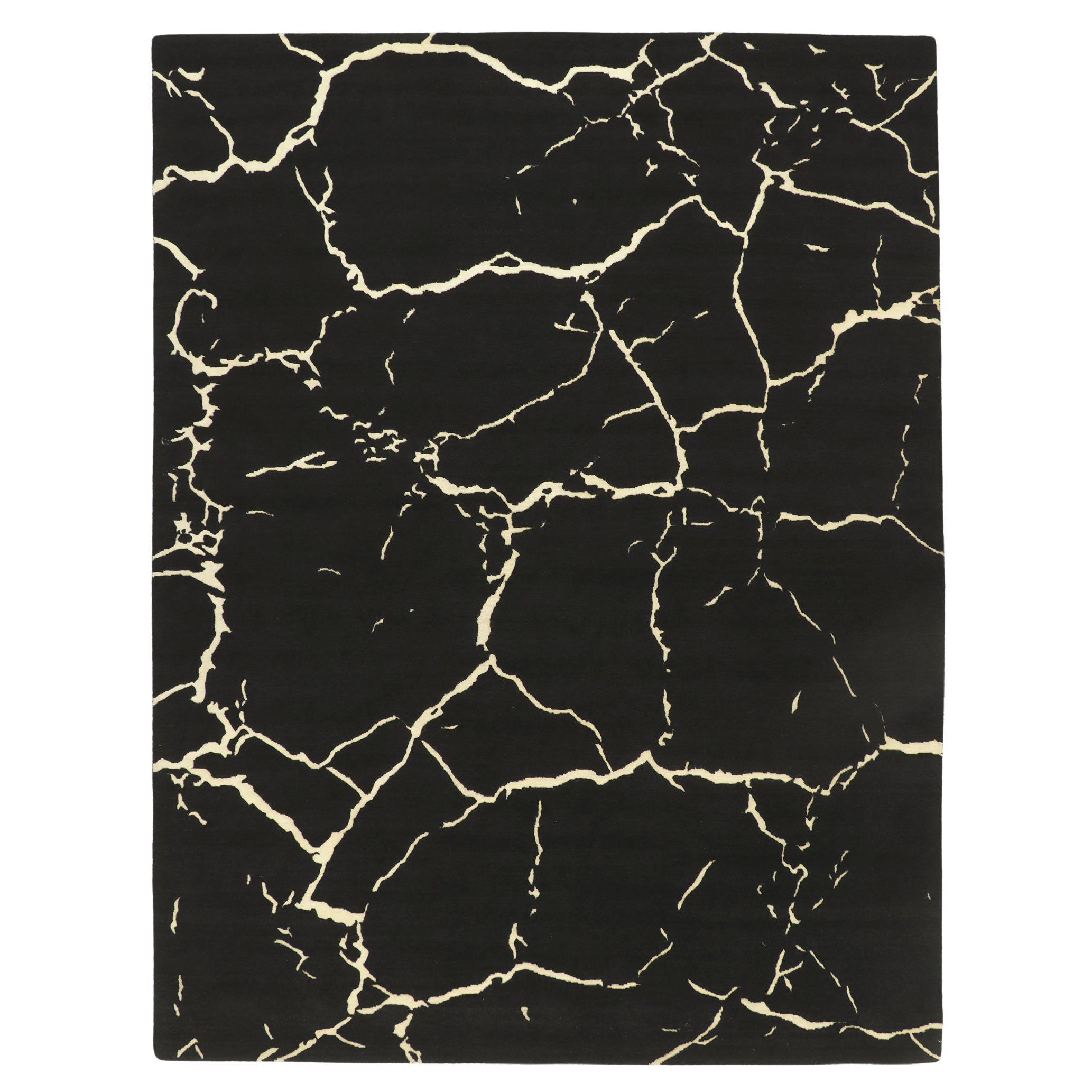 New Contemporary Abstract Rug with Metamorphic Biophilic Design