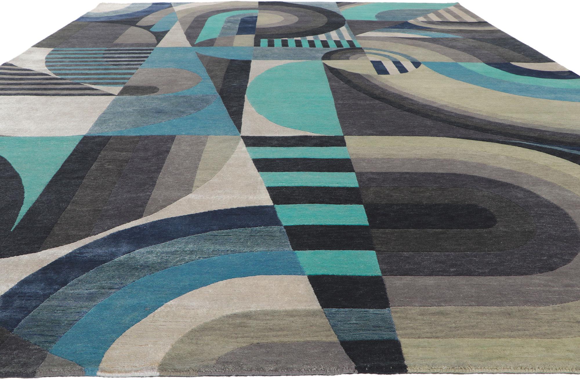 Expressionist New Contemporary Abstract Rug with Orphism Style Inspired by Sonia Delaunay For Sale