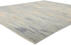 New Contemporary Abstract Seaside Biophilic Wool Rug Soft Earth-Tones