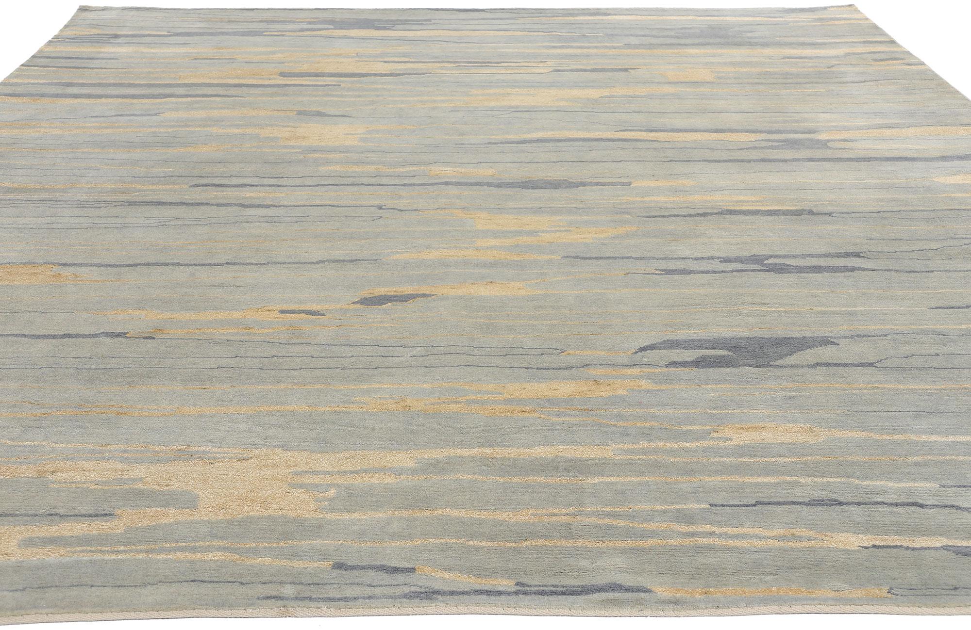 Nueva alfombra contemporánea abstracta de lana biofílica Seaside Soft Earth-Tones Moderno en venta