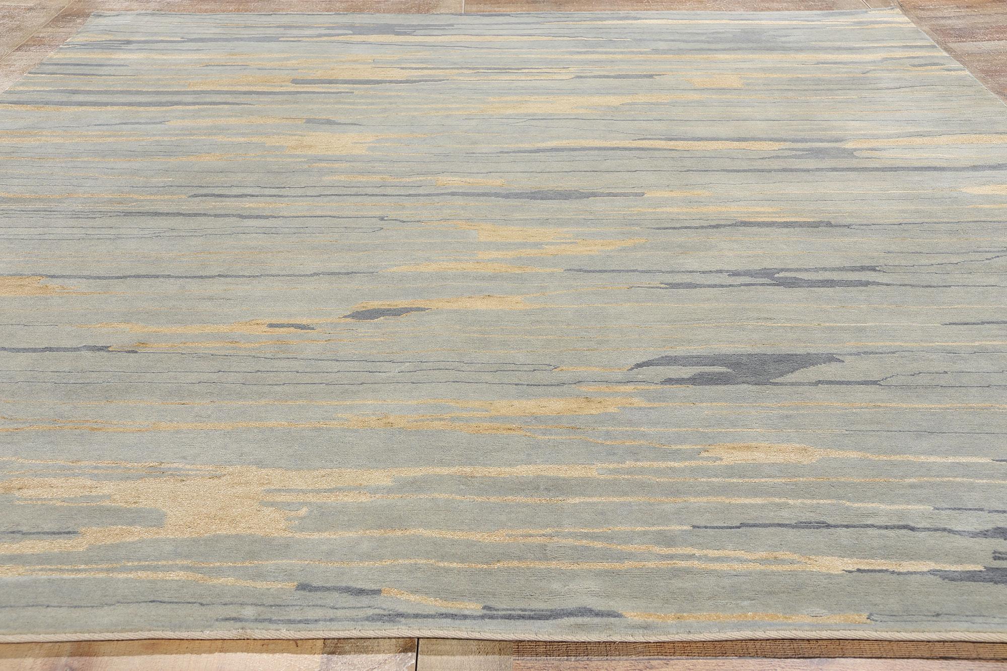 Nueva alfombra contemporánea abstracta de lana biofílica Seaside Soft Earth-Tones Lana en venta