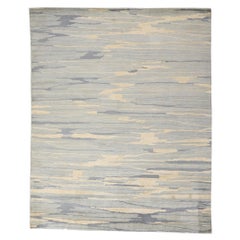 New Contemporary Abstract Seaside Biophilic Wool Rug Soft Earth-Tones