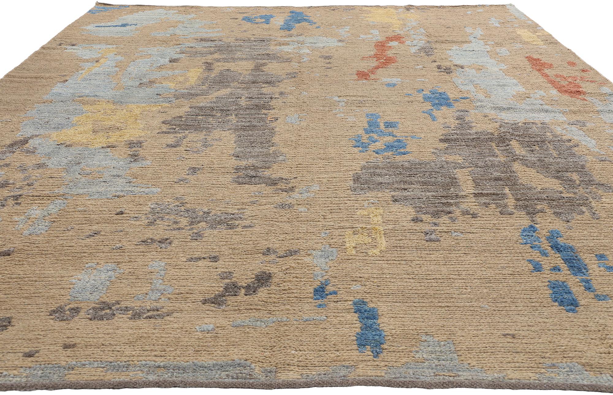 New Contemporary Abstract Soumak Textured Carpet (Moderne der Mitte des Jahrhunderts) im Angebot