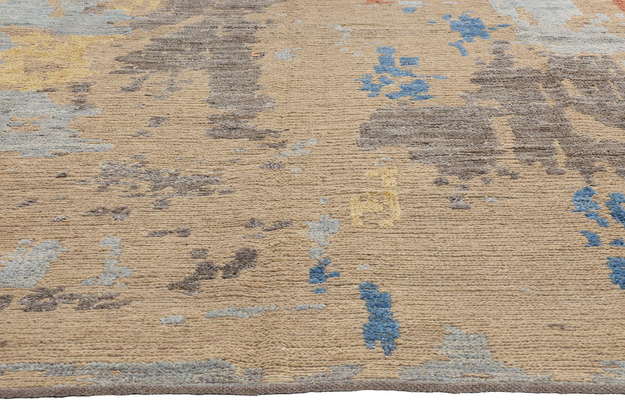 New Contemporary Abstract Soumak Textured Carpet (Indisch) im Angebot