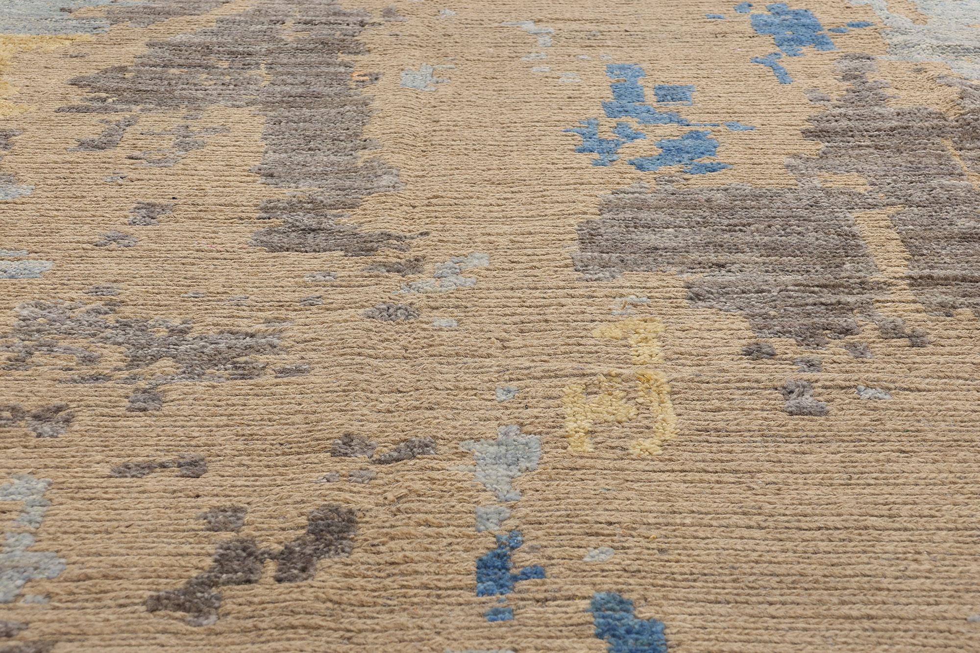 New Contemporary Abstract Soumak Textured Carpet (Handgeknüpft) im Angebot