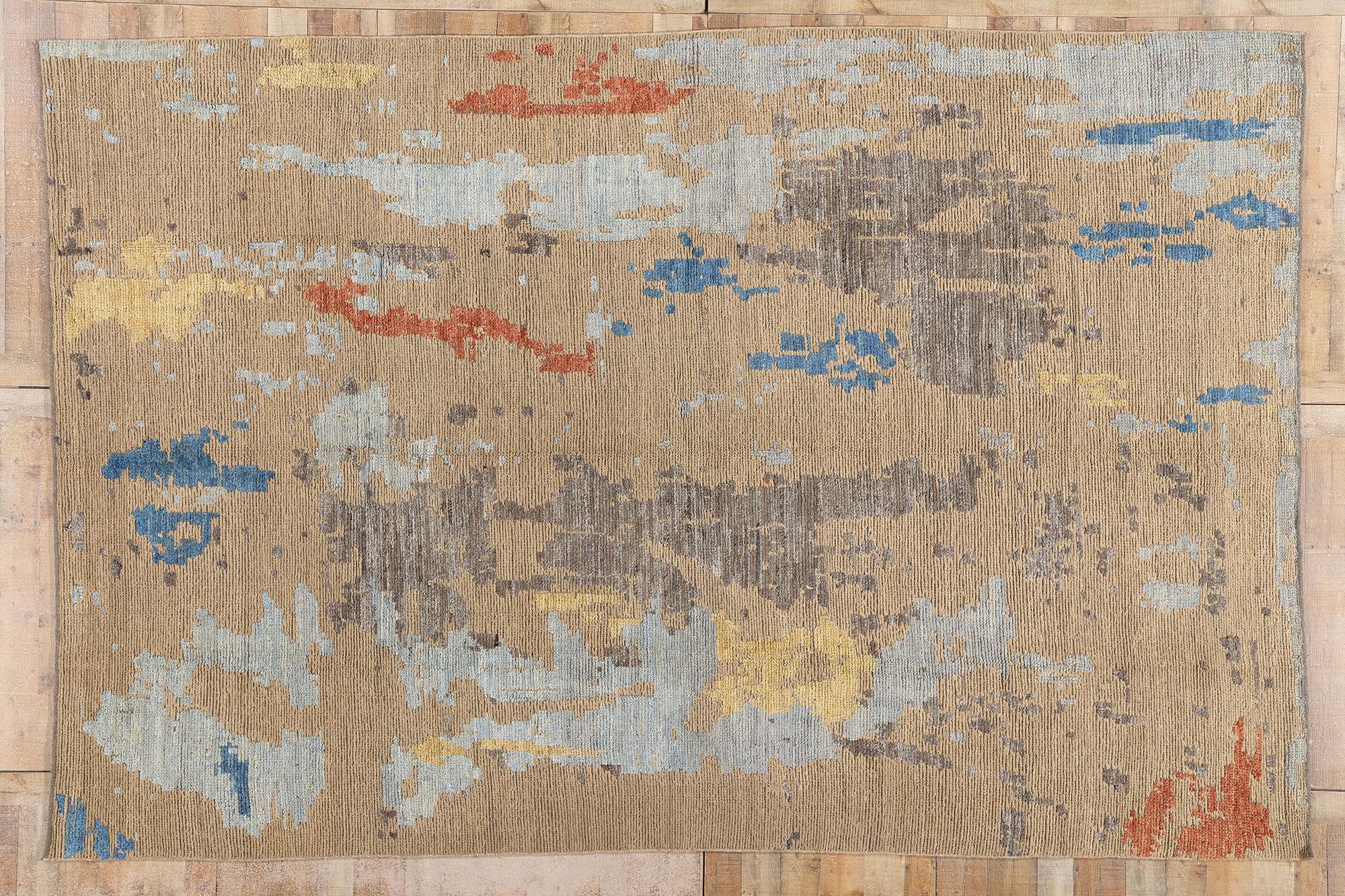 New Contemporary Abstract Soumak Textured Carpet im Angebot 1
