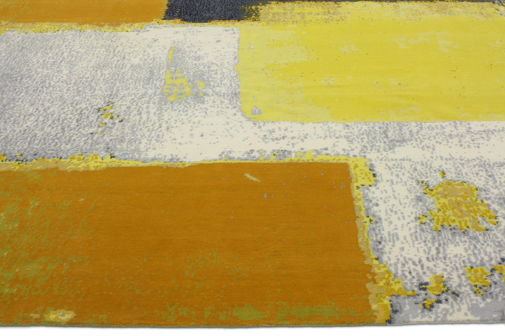 New Form and Function Bauhaus Modern Wool & Silk Carpet with Expressionist Style For Sale 4