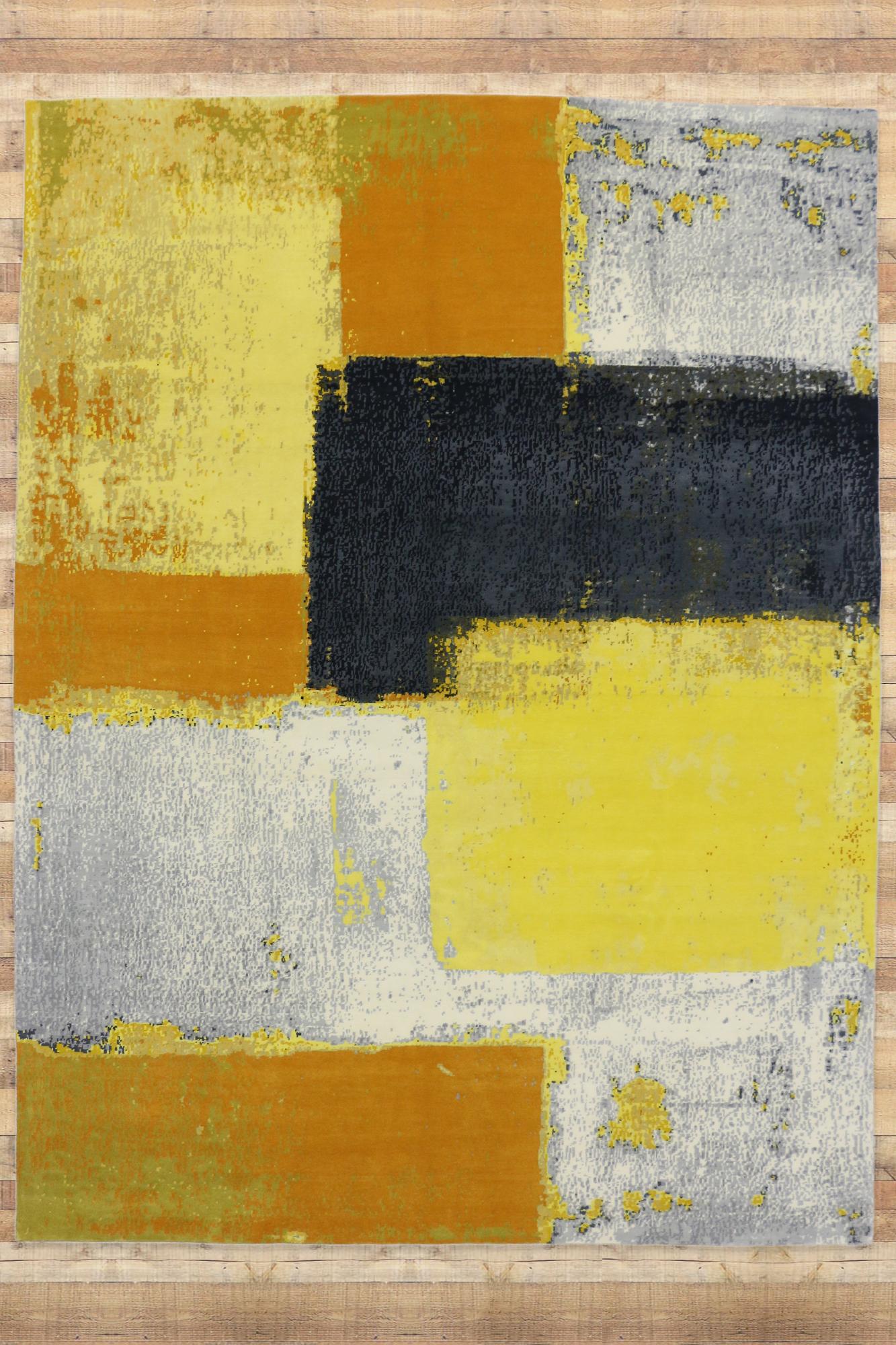 New Form and Function Bauhaus Modern Wool & Silk Carpet with Expressionist Style For Sale 6