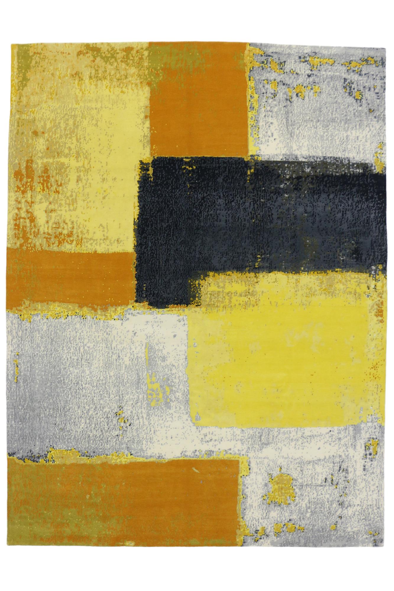 New Form and Function Bauhaus Modern Wool & Silk Carpet with Expressionist Style For Sale 7
