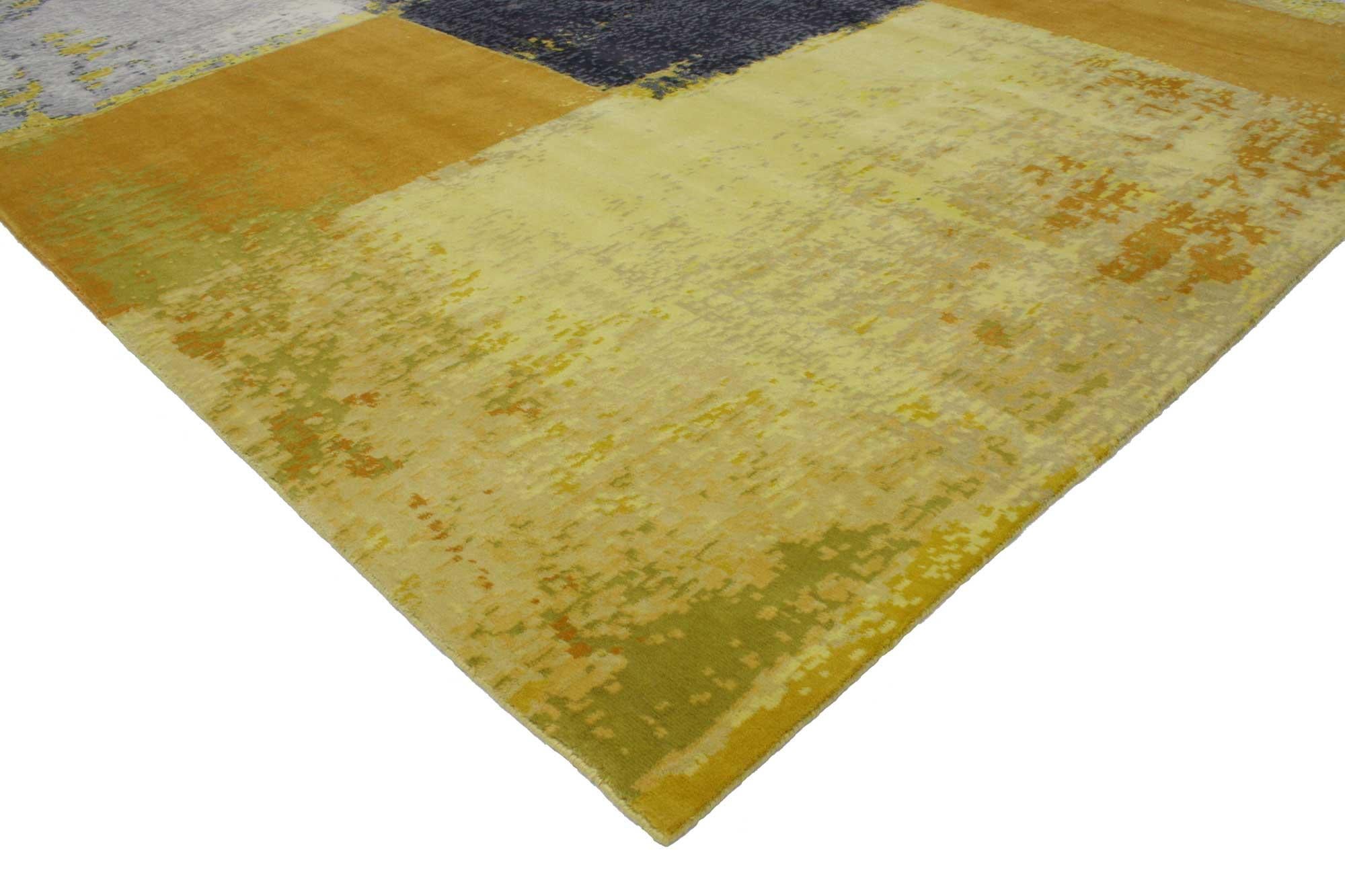 30312 New Form and Function Bauhaus Modern Rug 09'00 x 12'01. A radiant study in modernist harmony, the Form and Function Bauhaus Modern Rug is a hand-knotted wool and silk composition that distills the essence of 20th-century abstraction into a