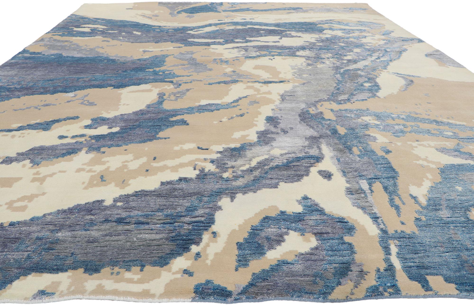 Expressionniste Nouveau tapis abstrait contemporain en laine et soie en vente