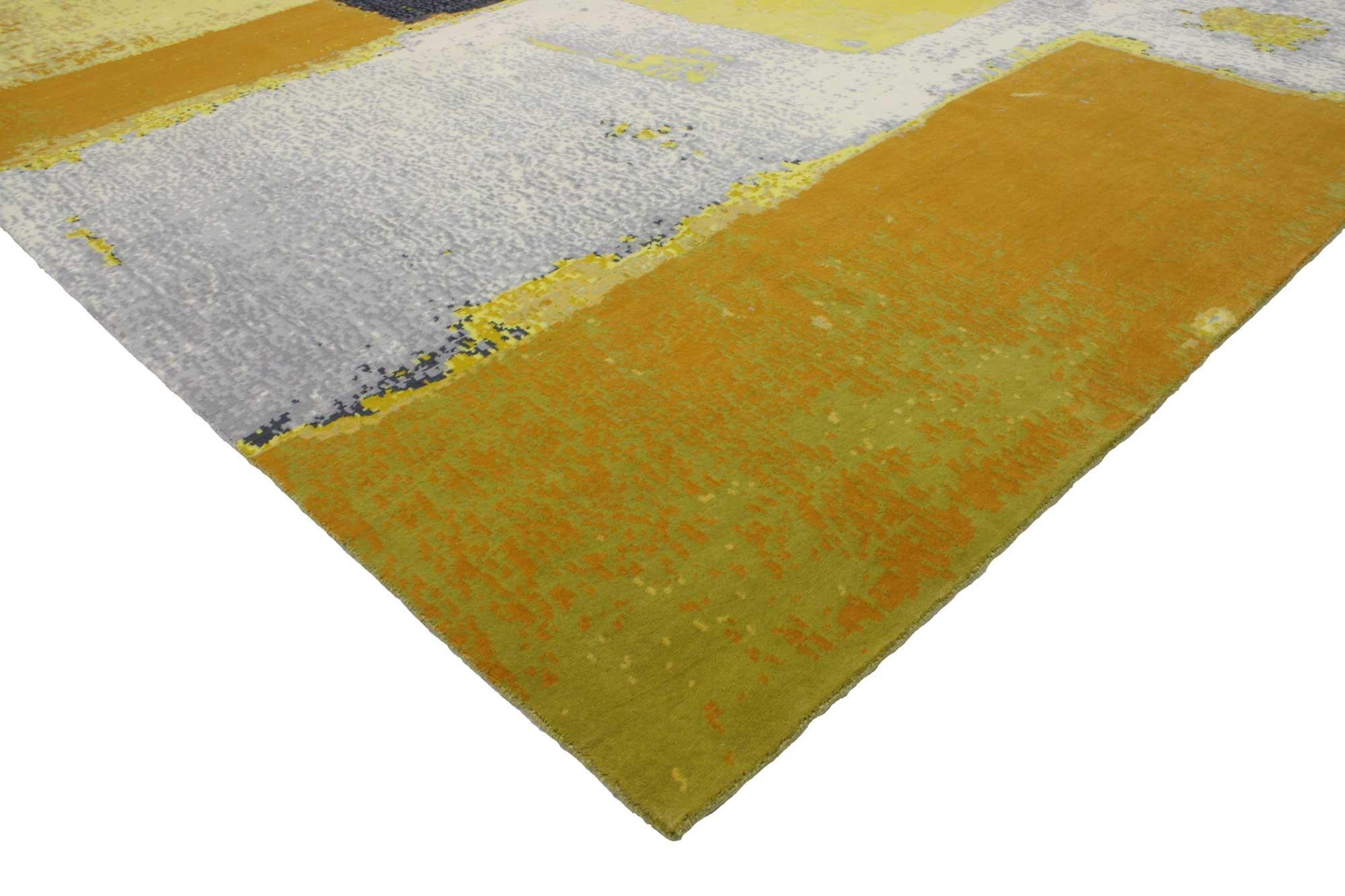 Aesthetic Movement New Form and Function Bauhaus Modern Wool & Silk Carpet with Expressionist Style For Sale