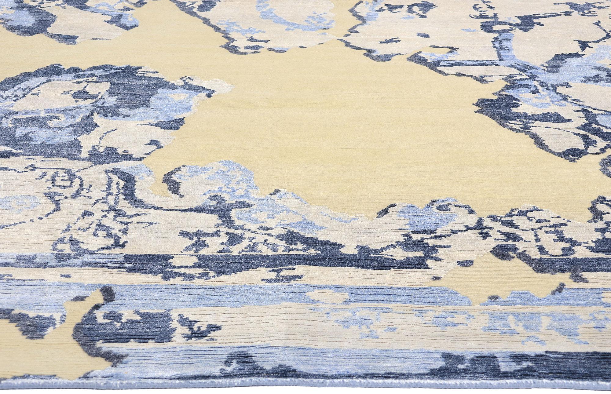 New Contemporary Abstract Wool & Silk Rug (Indisch) im Angebot