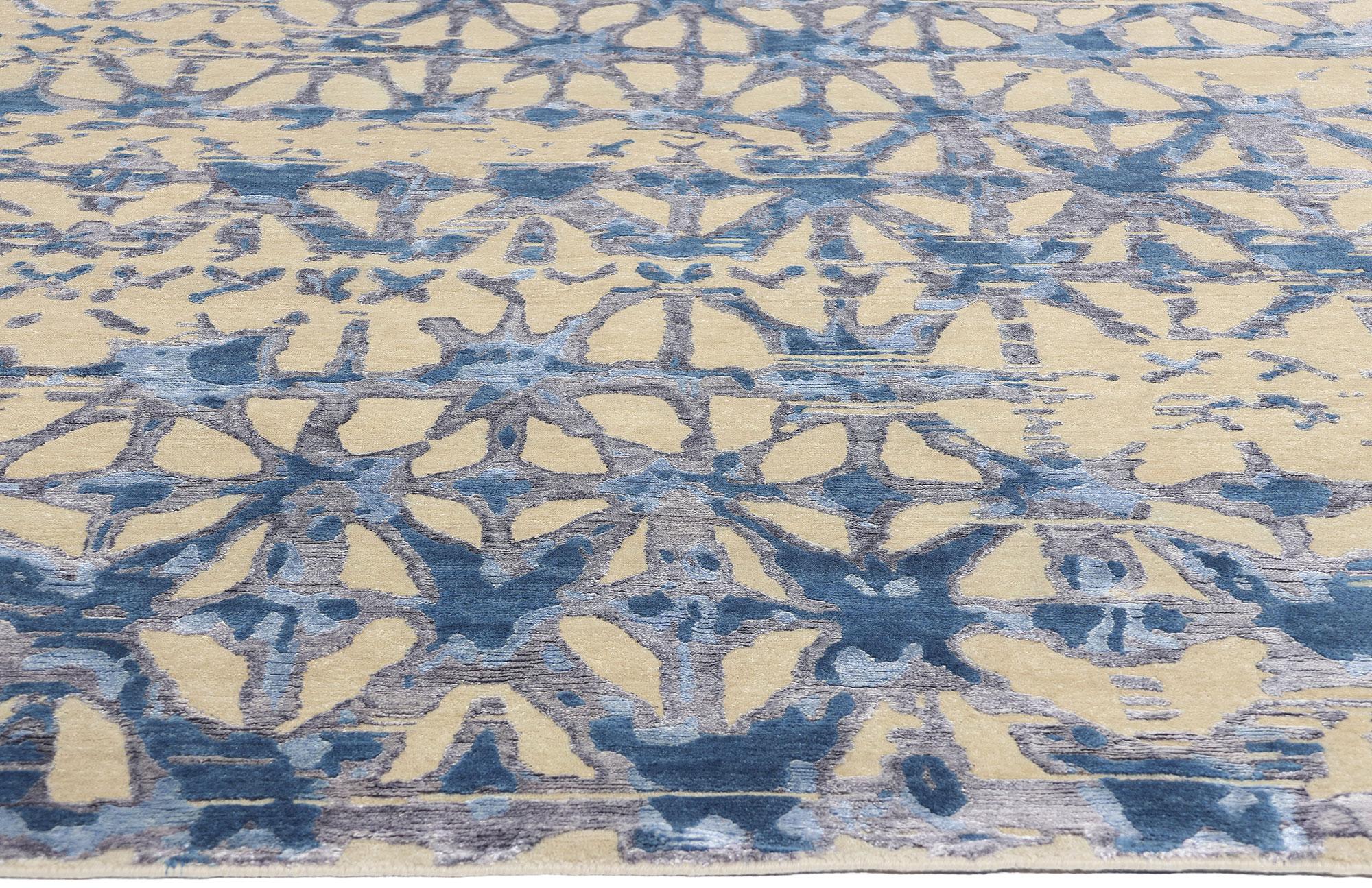 Indien New Contemporary Abstract Wool & Silk Rug (tapis de laine et de soie) en vente
