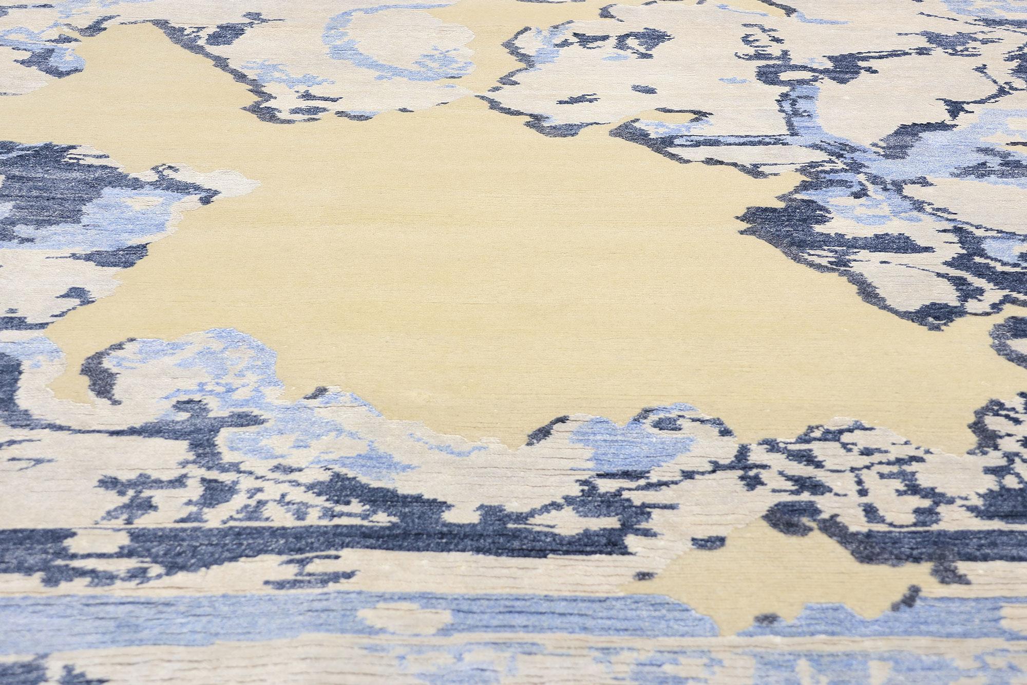 New Contemporary Abstract Wool & Silk Rug (Handgeknüpft) im Angebot