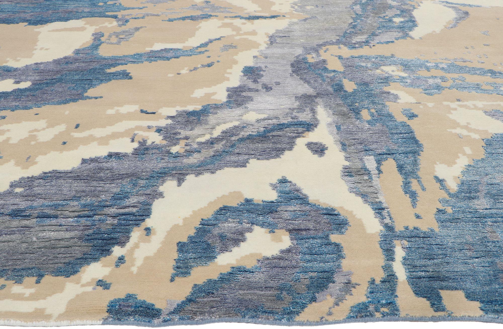 Nouveau tapis abstrait contemporain en laine et soie Neuf - En vente à Dallas, TX