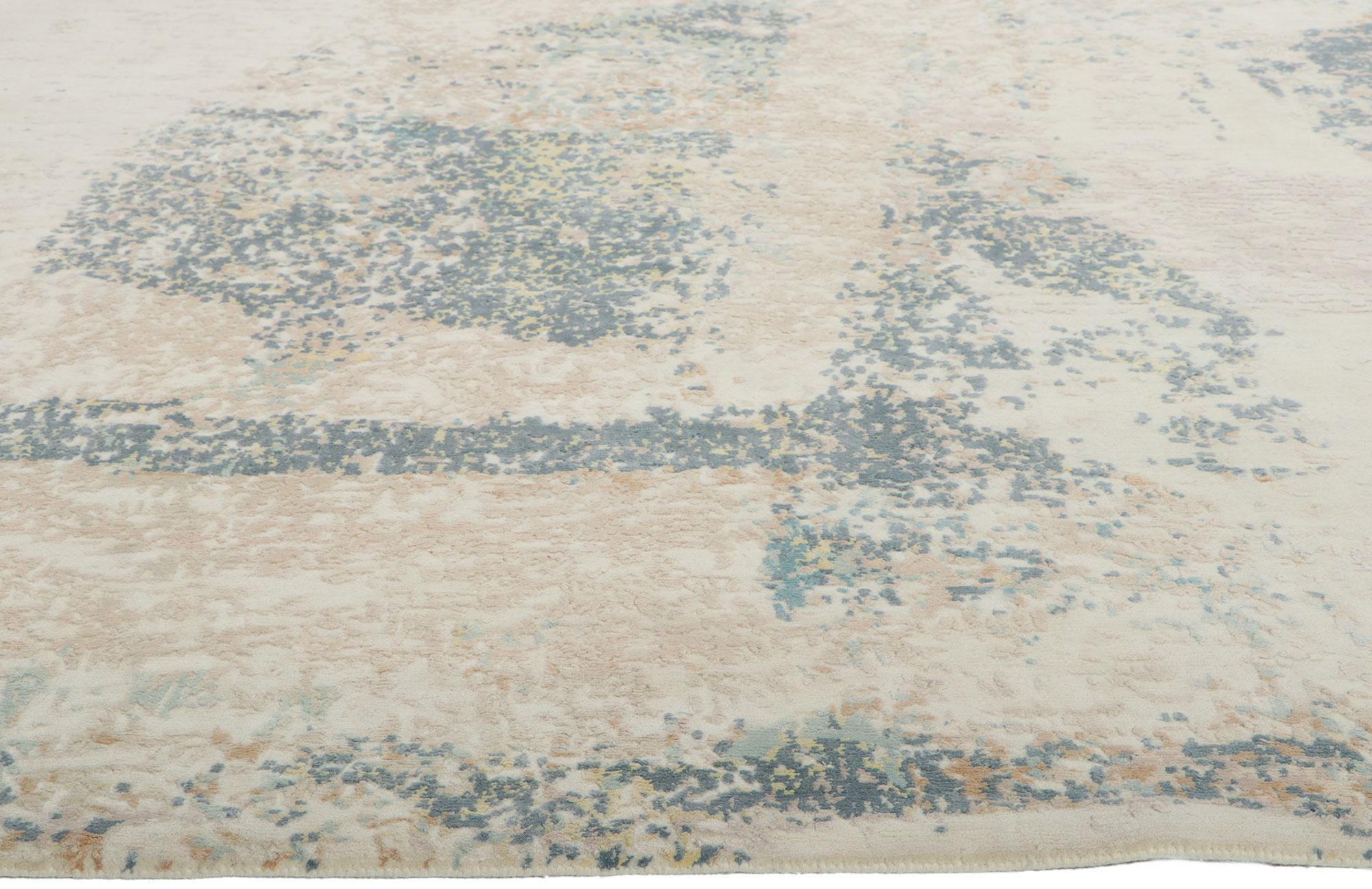 New Contemporary Abstract Wool & Silk Rug In New Condition For Sale In Dallas, TX