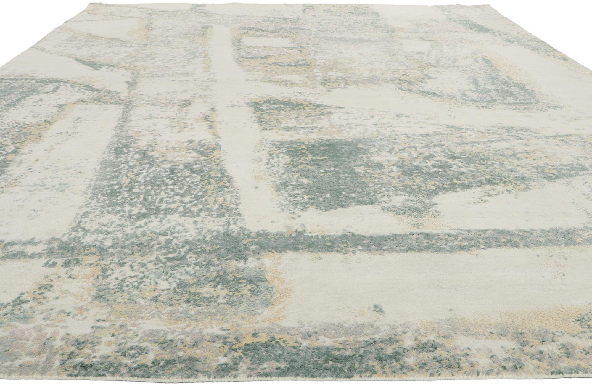 New Contemporary Abstract Wool & Silk Rug In New Condition For Sale In Dallas, TX