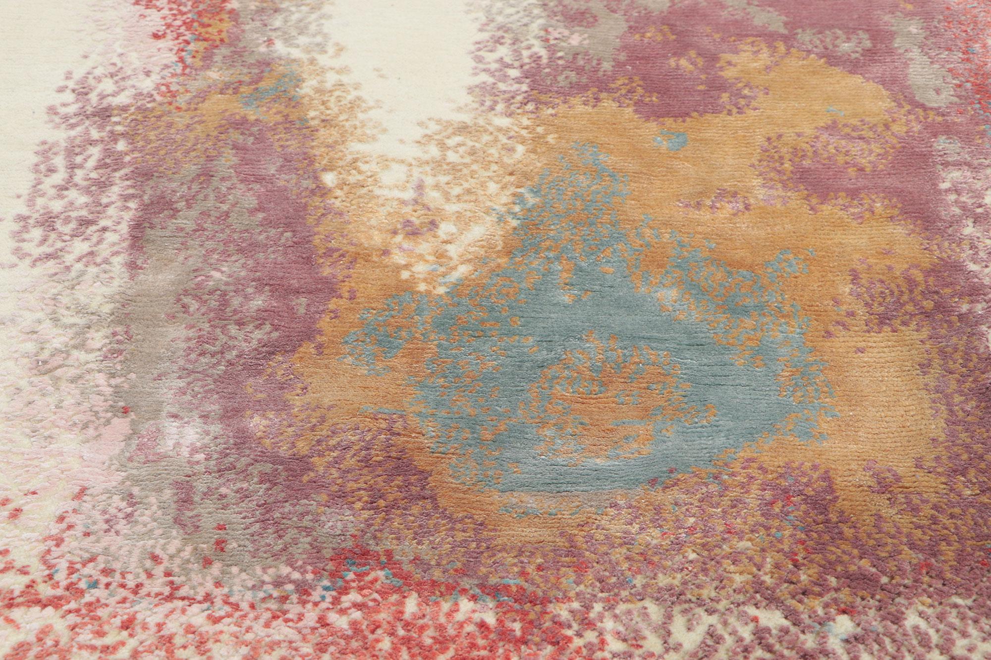 XXIe siècle et contemporain Nouveau tapis abstrait contemporain en laine et soie en vente