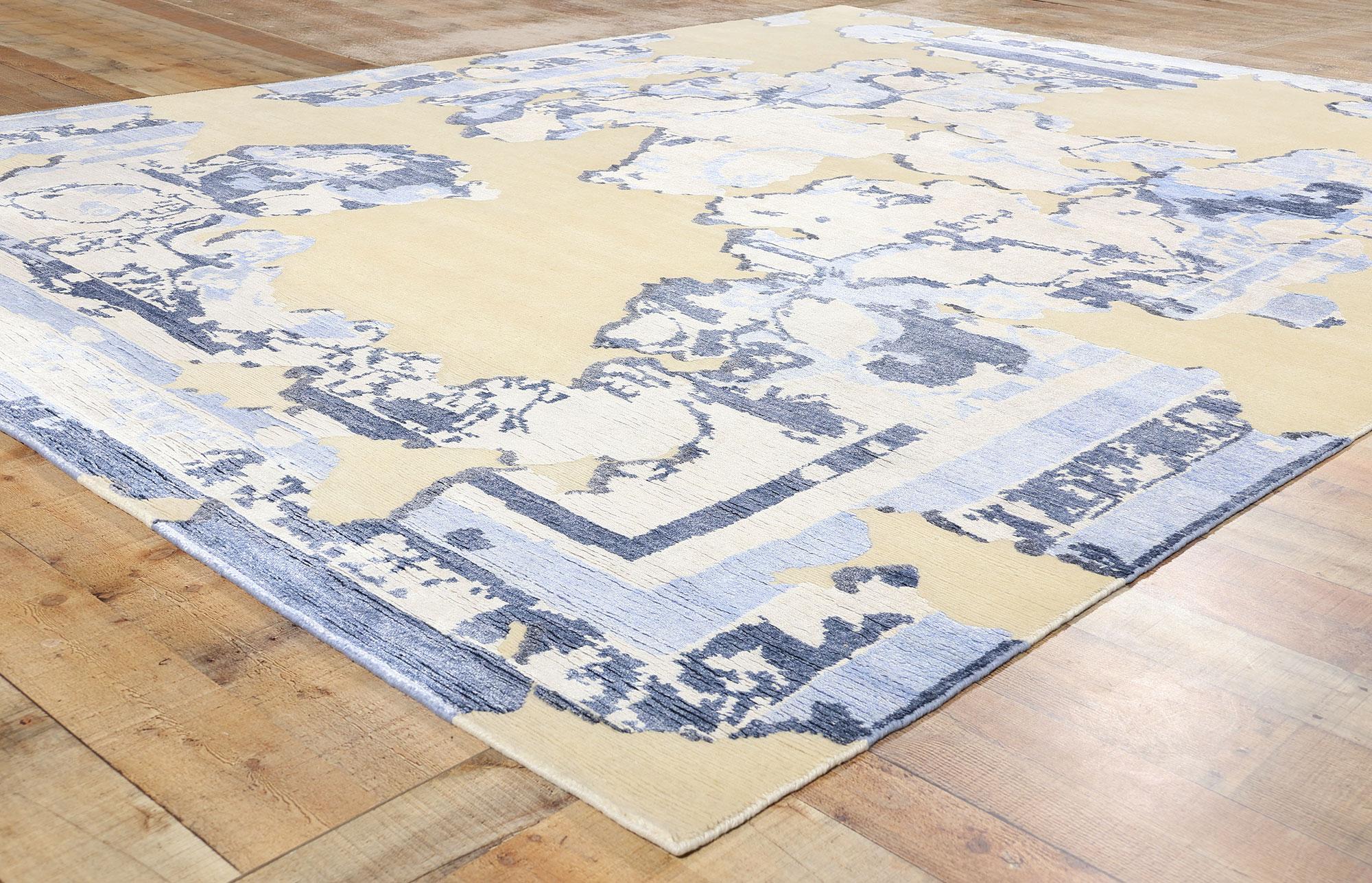 New Contemporary Abstract Wool & Silk Rug (21. Jahrhundert und zeitgenössisch) im Angebot