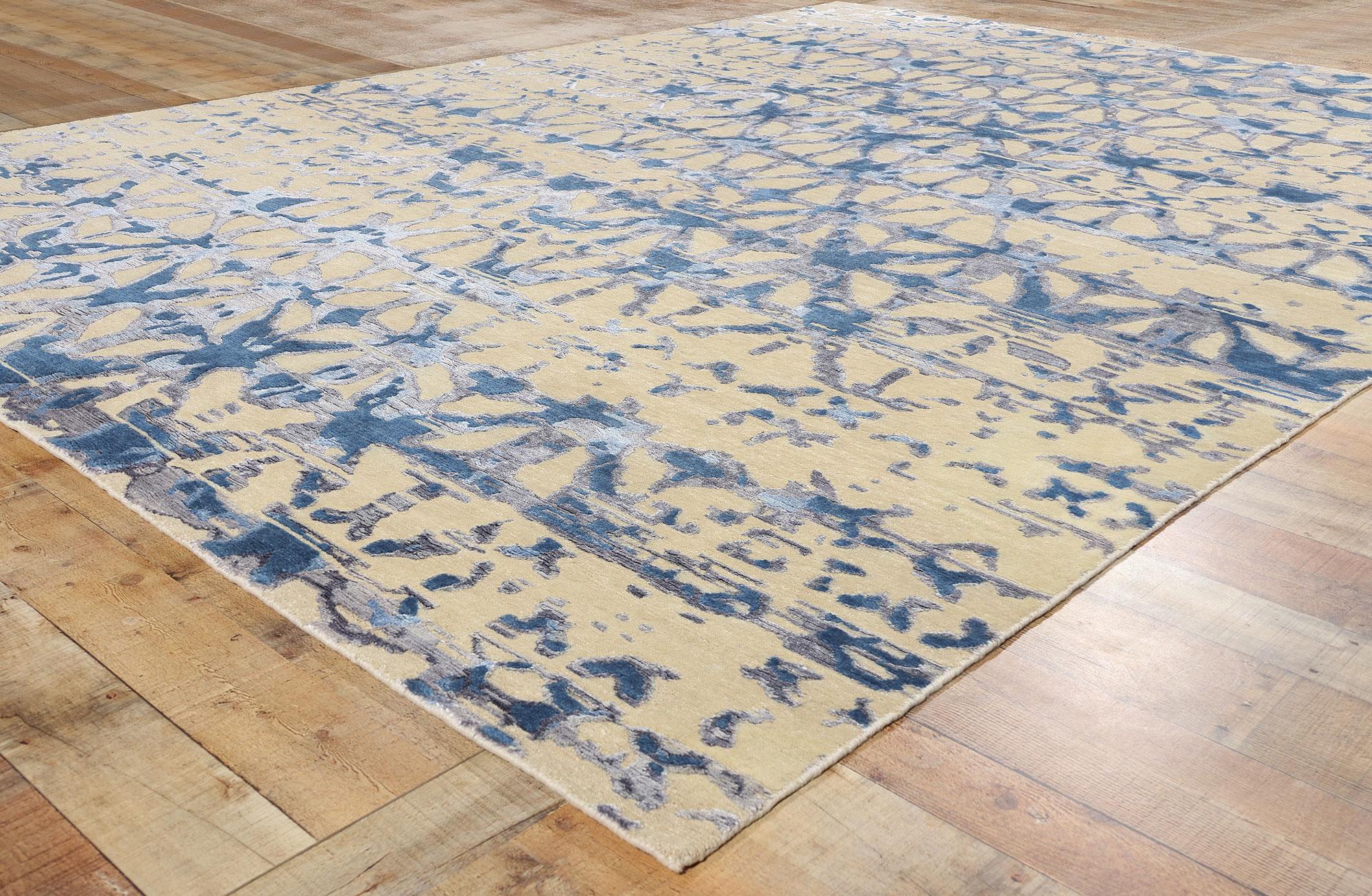 XXIe siècle et contemporain New Contemporary Abstract Wool & Silk Rug (tapis de laine et de soie) en vente