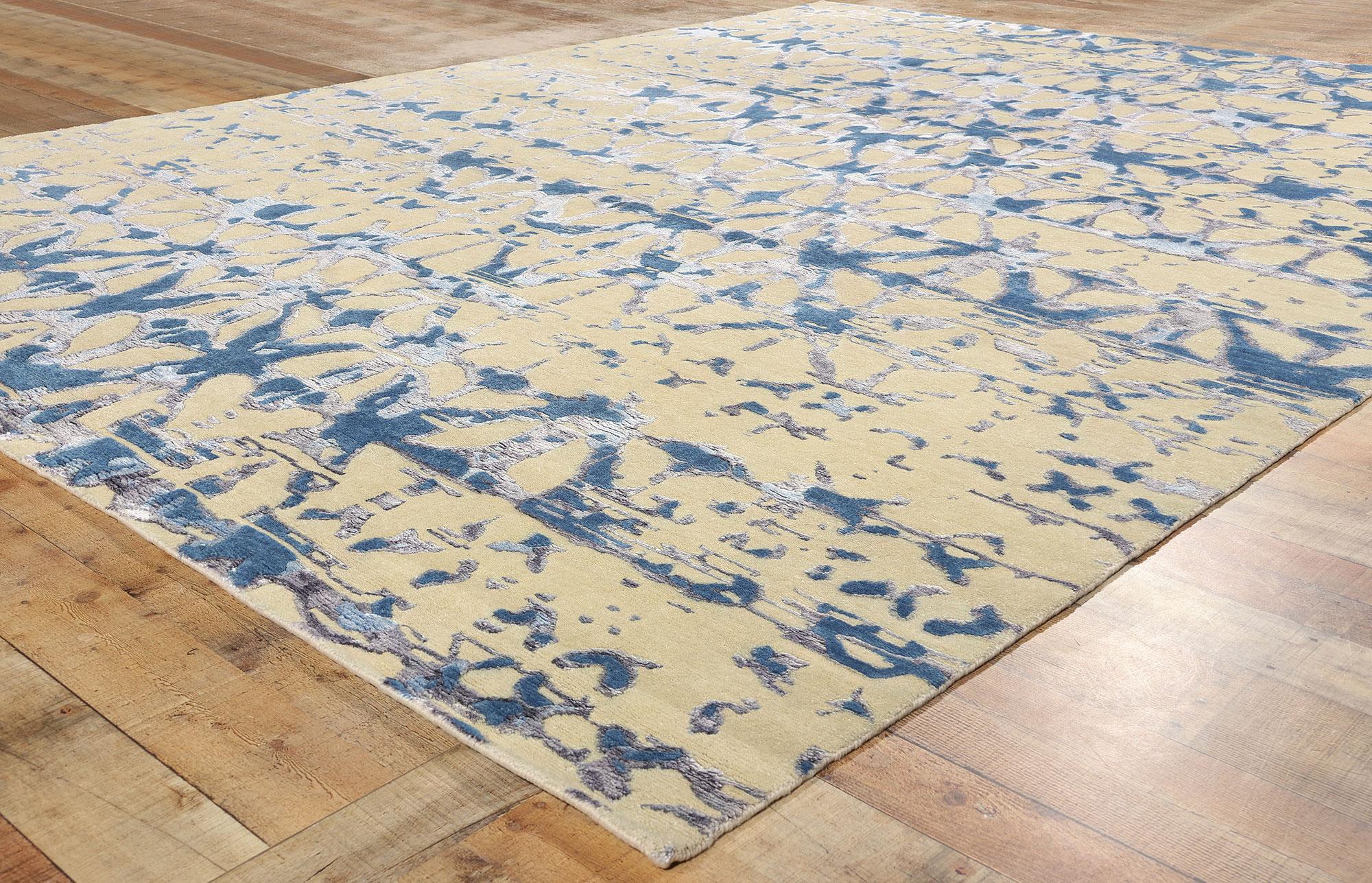 New Contemporary Abstract Wool & Silk Rug (21. Jahrhundert und zeitgenössisch) im Angebot