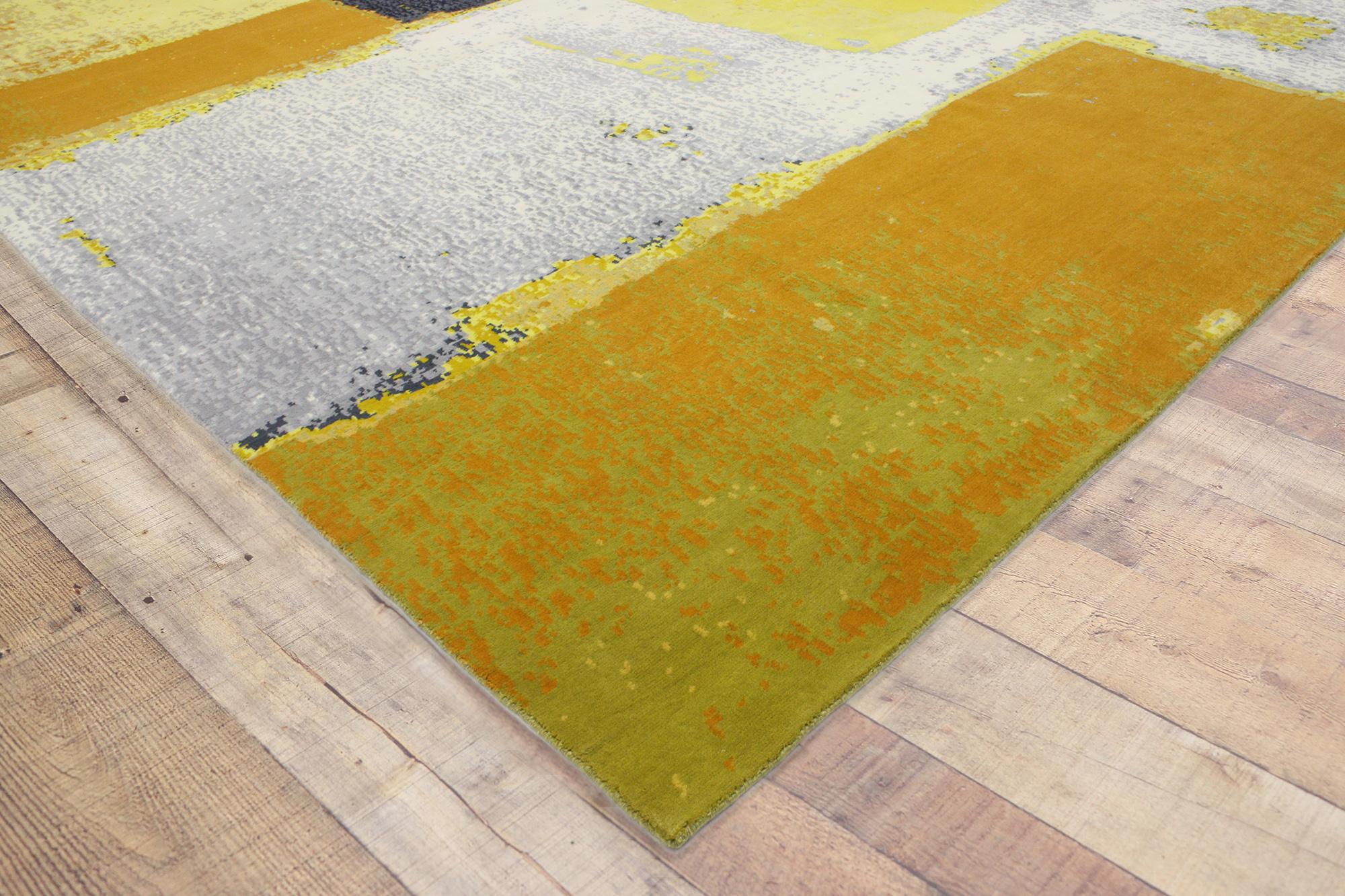 Contemporary New Form and Function Bauhaus Modern Wool & Silk Carpet with Expressionist Style For Sale