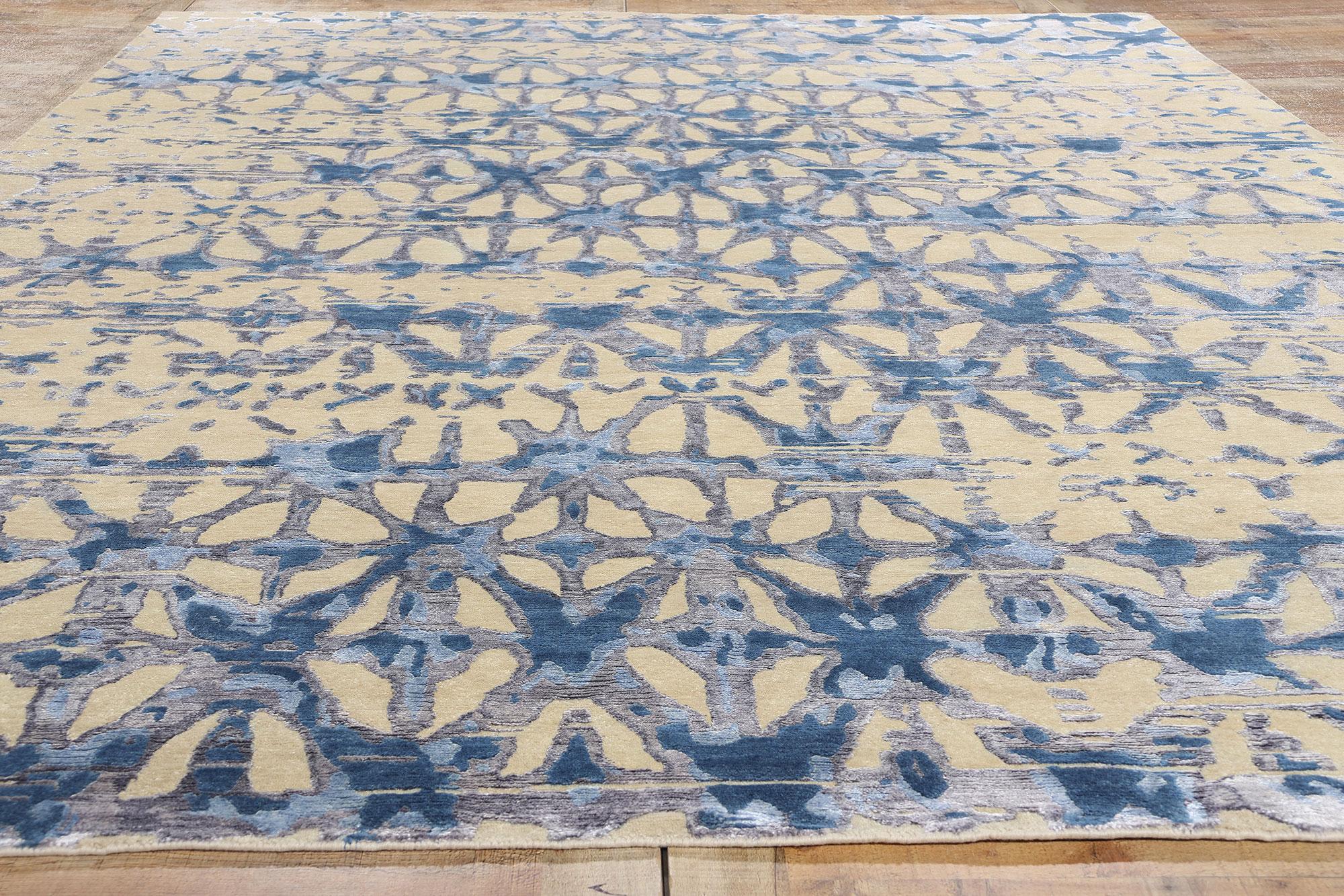 Laine New Contemporary Abstract Wool & Silk Rug (tapis de laine et de soie) en vente