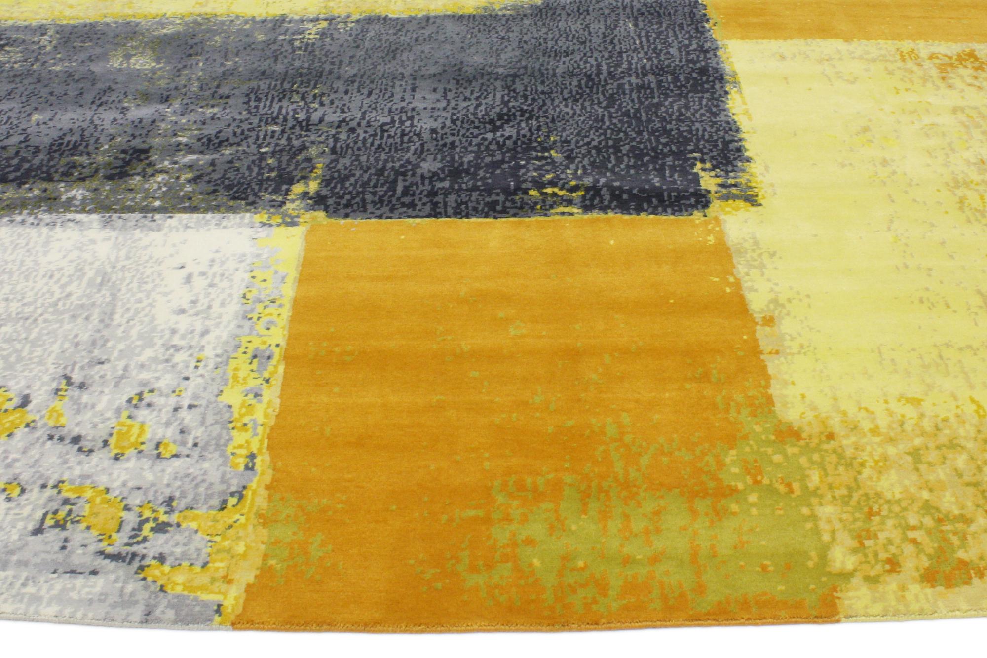 New Form and Function Bauhaus Modern Wool & Silk Carpet with Expressionist Style For Sale 2