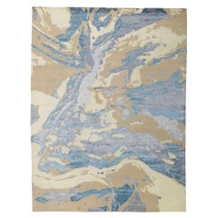Nouveau tapis abstrait contemporain en laine et soie