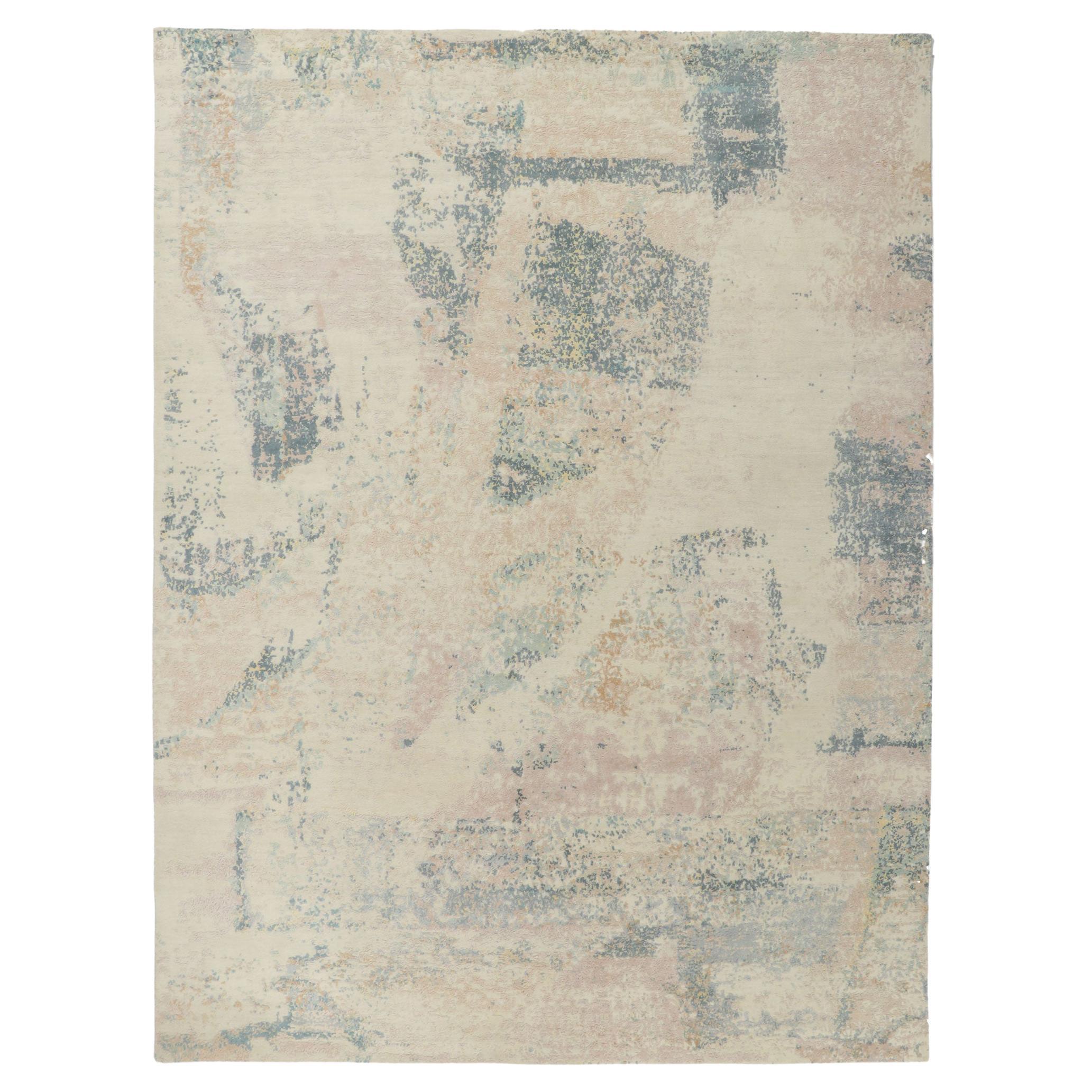 New Contemporary Abstract Wool & Silk Rug For Sale
