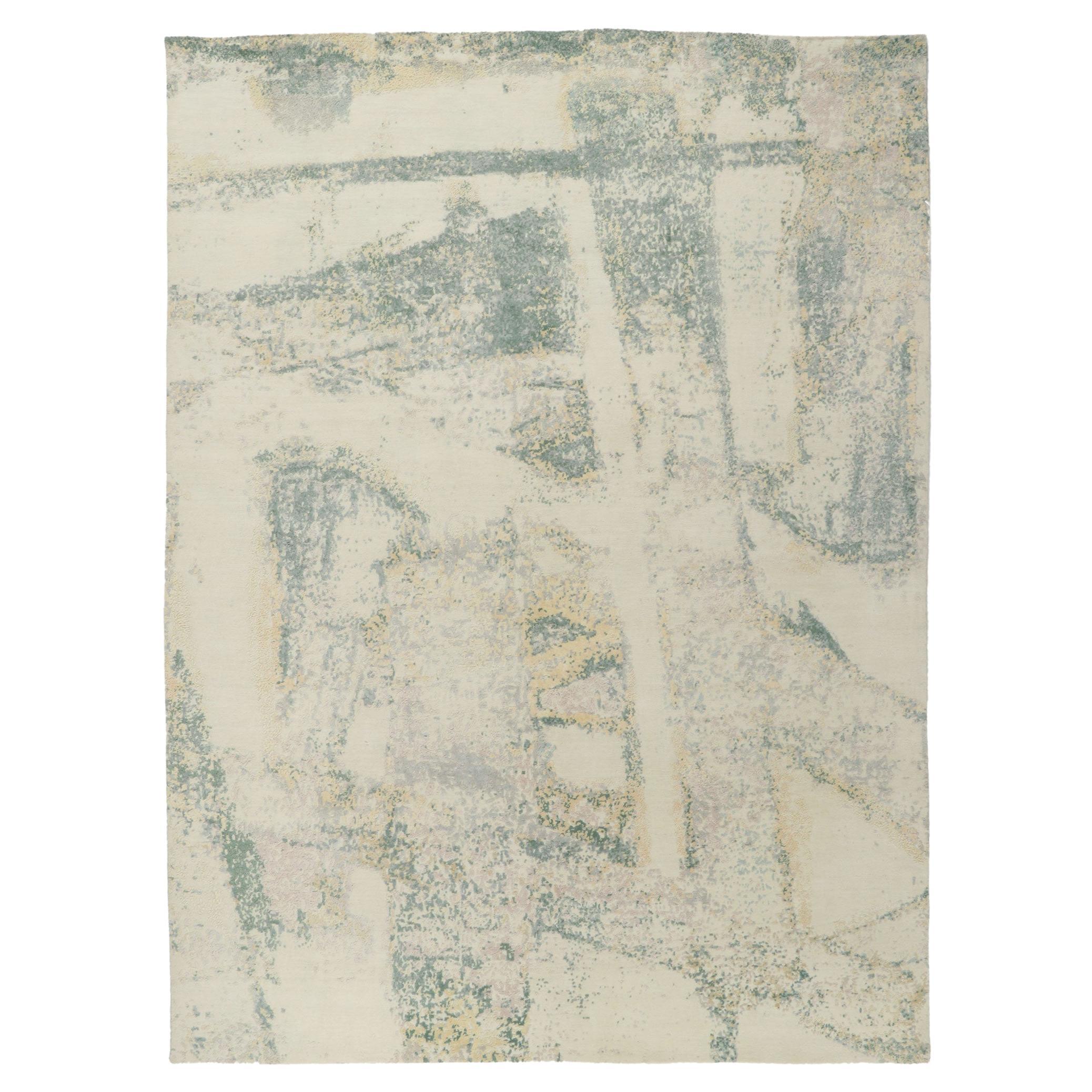 Nueva alfombra contemporánea abstracta de lana y seda
