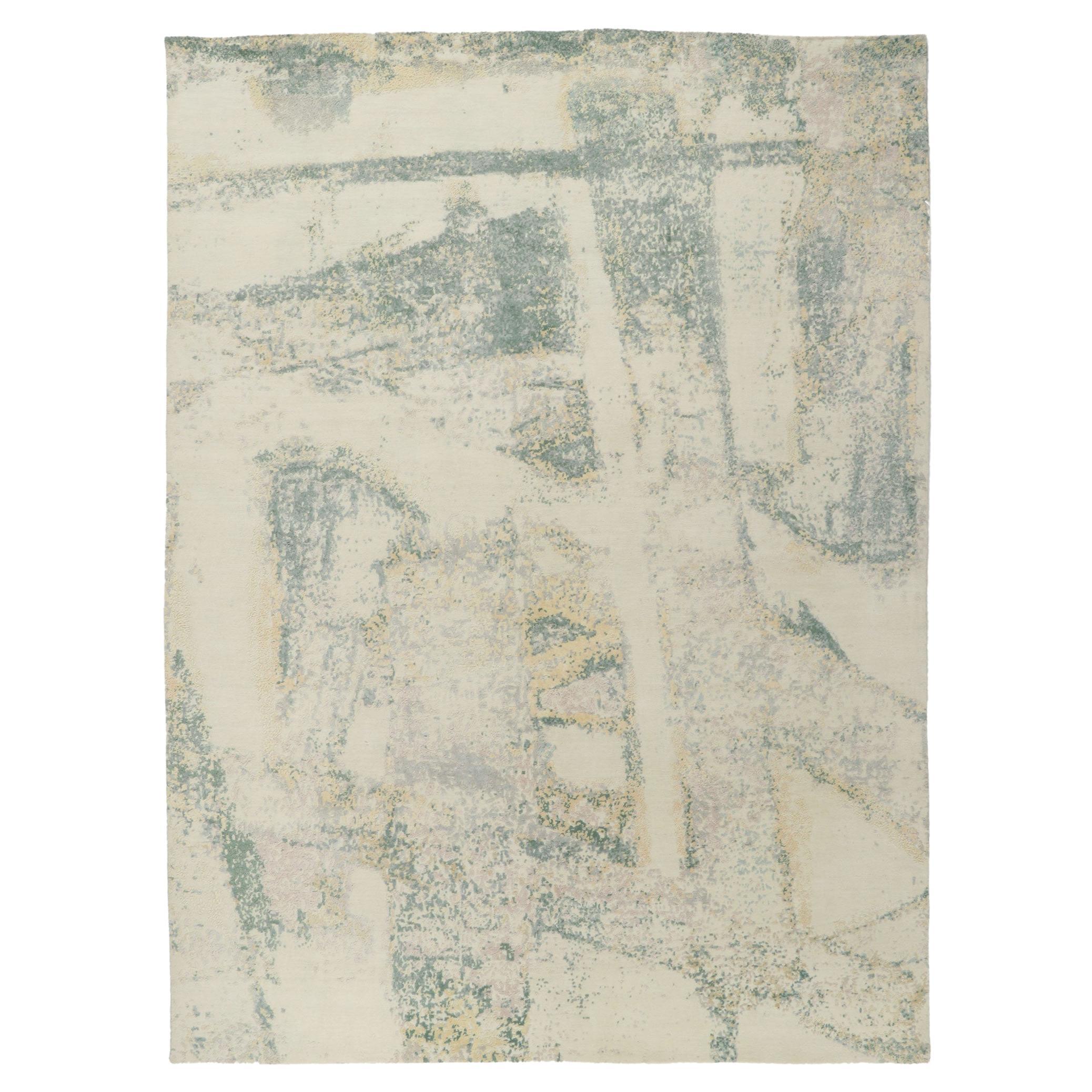 New Contemporary Abstract Wool & Silk Rug For Sale